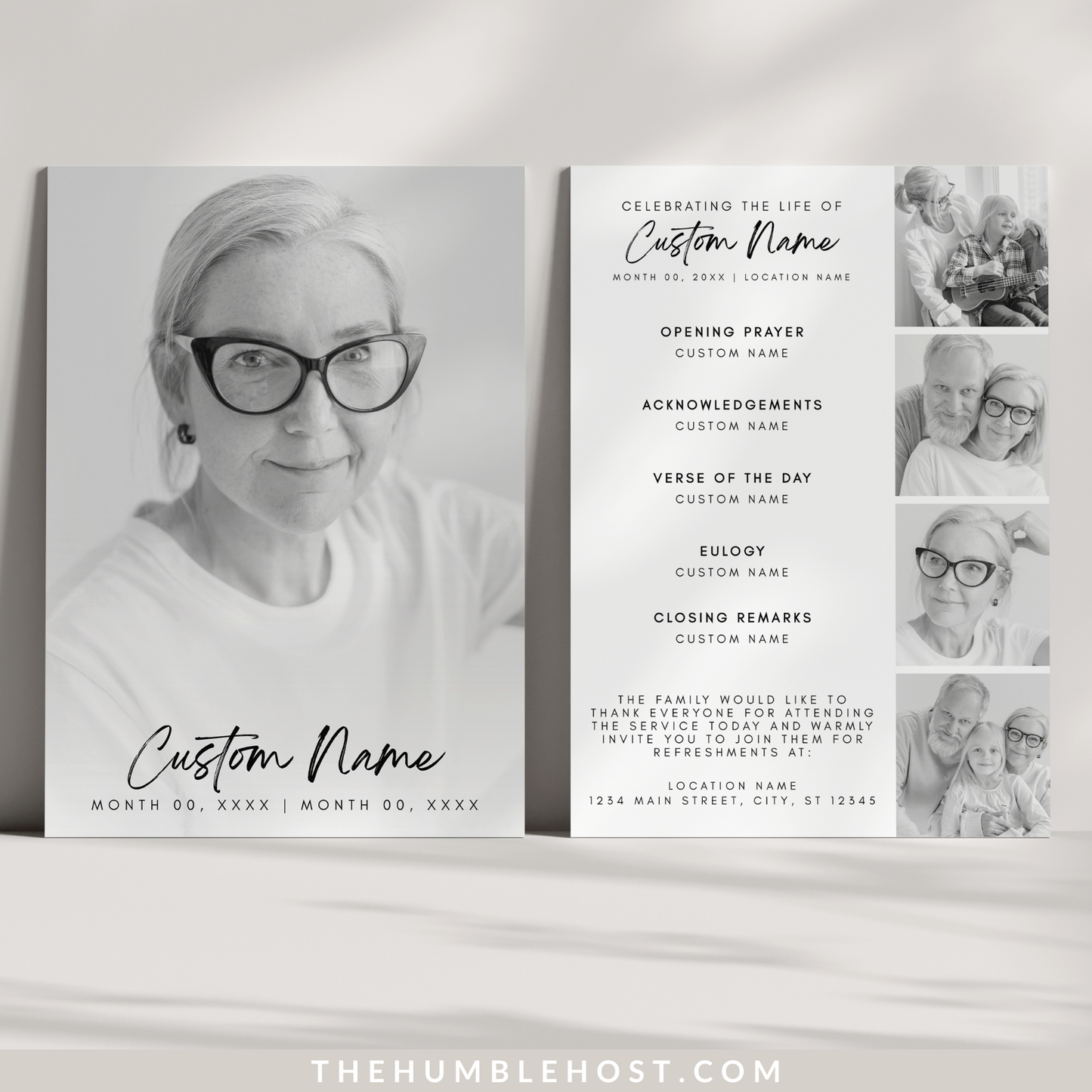 Funeral Program Template, Modern Minimalist Obituary Template for Funeral, Memorial Program, Funeral Program Announcement Editable Printable, ceremony program, funeral brochure, funeral cards, funeral guest book, funeral template, memorial program