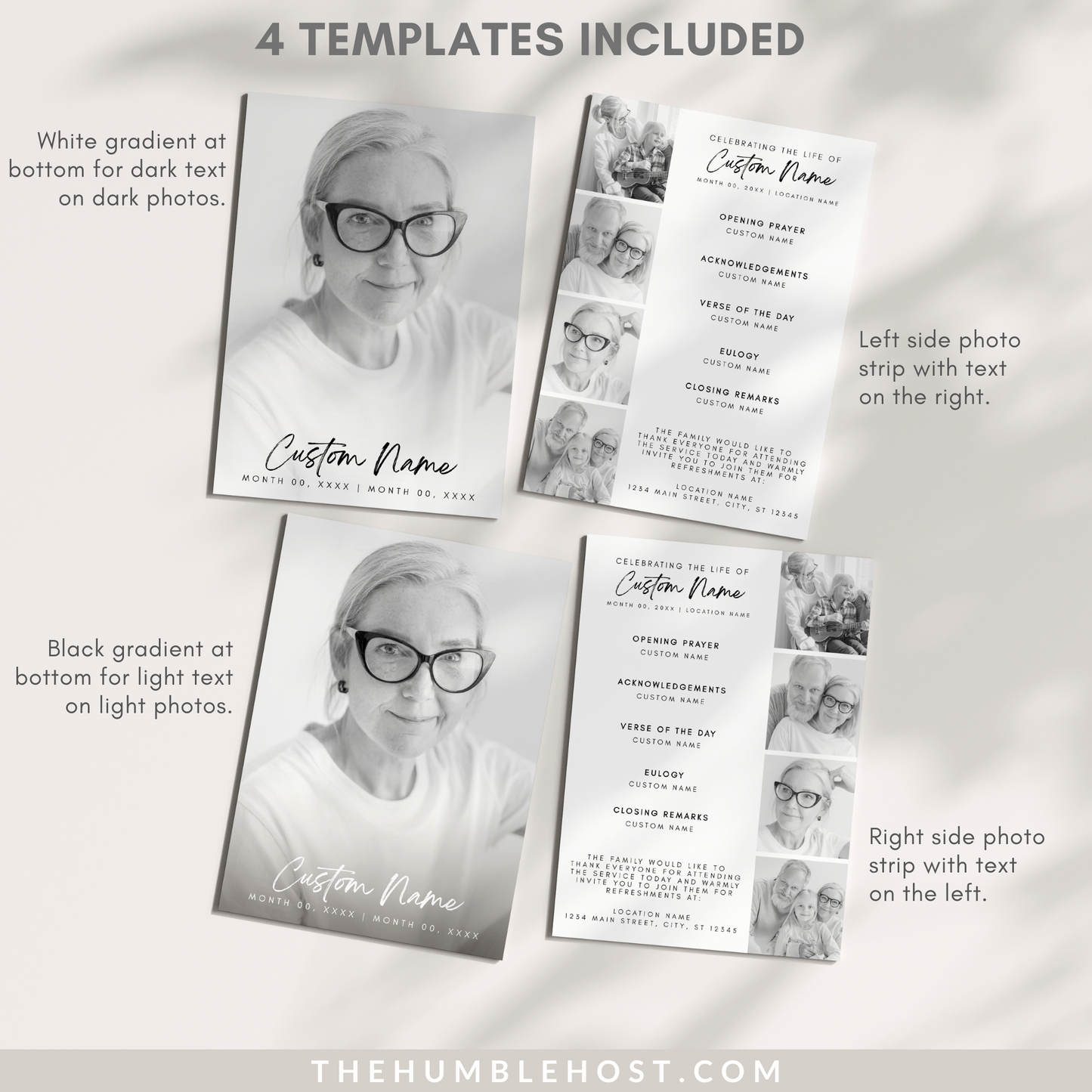 Funeral Program Template, Modern Minimalist Obituary Template for Funeral, Memorial Program, Funeral Program Announcement Editable Printable, ceremony program, funeral brochure, funeral cards, funeral guest book, funeral template, memorial program