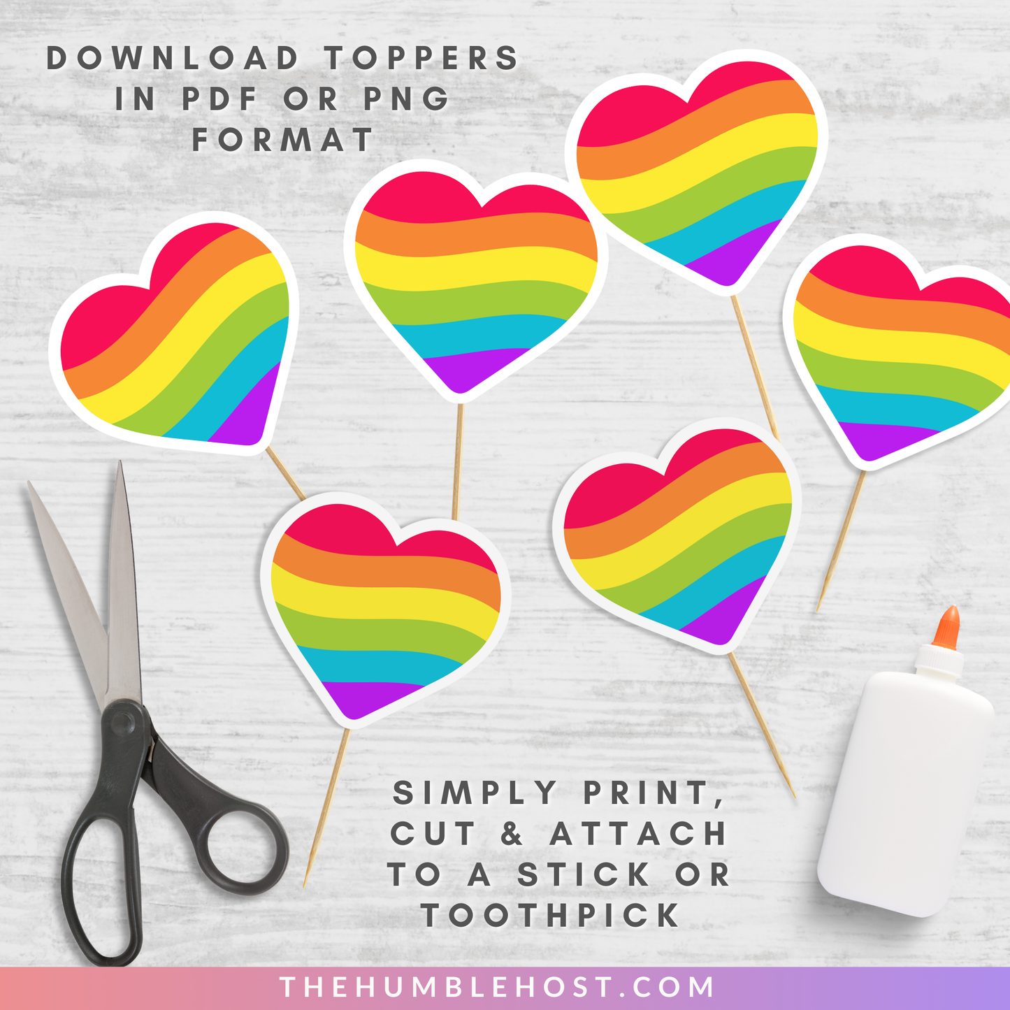 Rainbow Cupcake Toppers And Cupcake Wrappers, Printable LGBTQ Pride Month Party Decor, Gay Pride Flag, Rainbow Heart, Printable Party Set, diy party decor, party decorations, party favor, food favor, pride month, gay pride party, pride rainbow flag