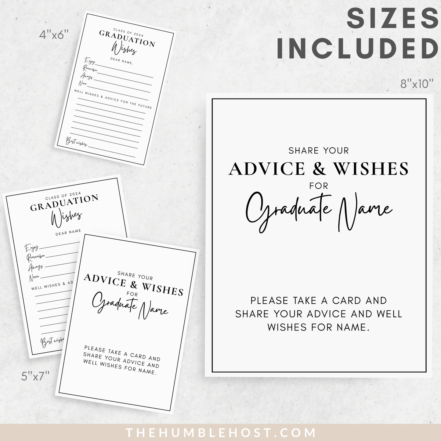 Graduation Advice Cards, Wishes for the Graduate, Class of , Graduation Party, Editable Template, Keepsake, Guest book, Printable, college graduate, congratulations grad, graduation advice, guestbook, party favors, printable game, senior