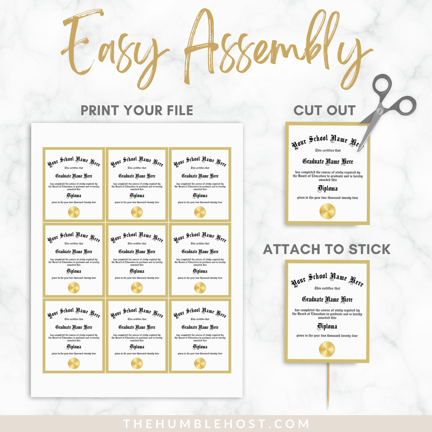 Personalized Graduation Cupcake Toppers, Custom Mini Diplomas, Graduation Party Decorations, Class of, graduation, custom party decor, graduation decor, graduation diploma template, graduation favors, graduation name, high school grad