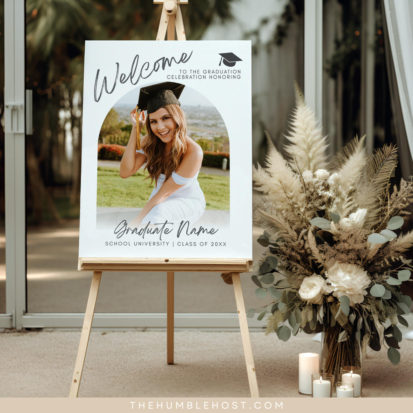 Graduation Party Welcome Sign Template, Photo Graduation Welcome Poster, Modern Minimalist Graduation Welcome, Editable Template Download, college graduation, grad party welcome, graduation poster, photo welcome sign, minimal welcome sign