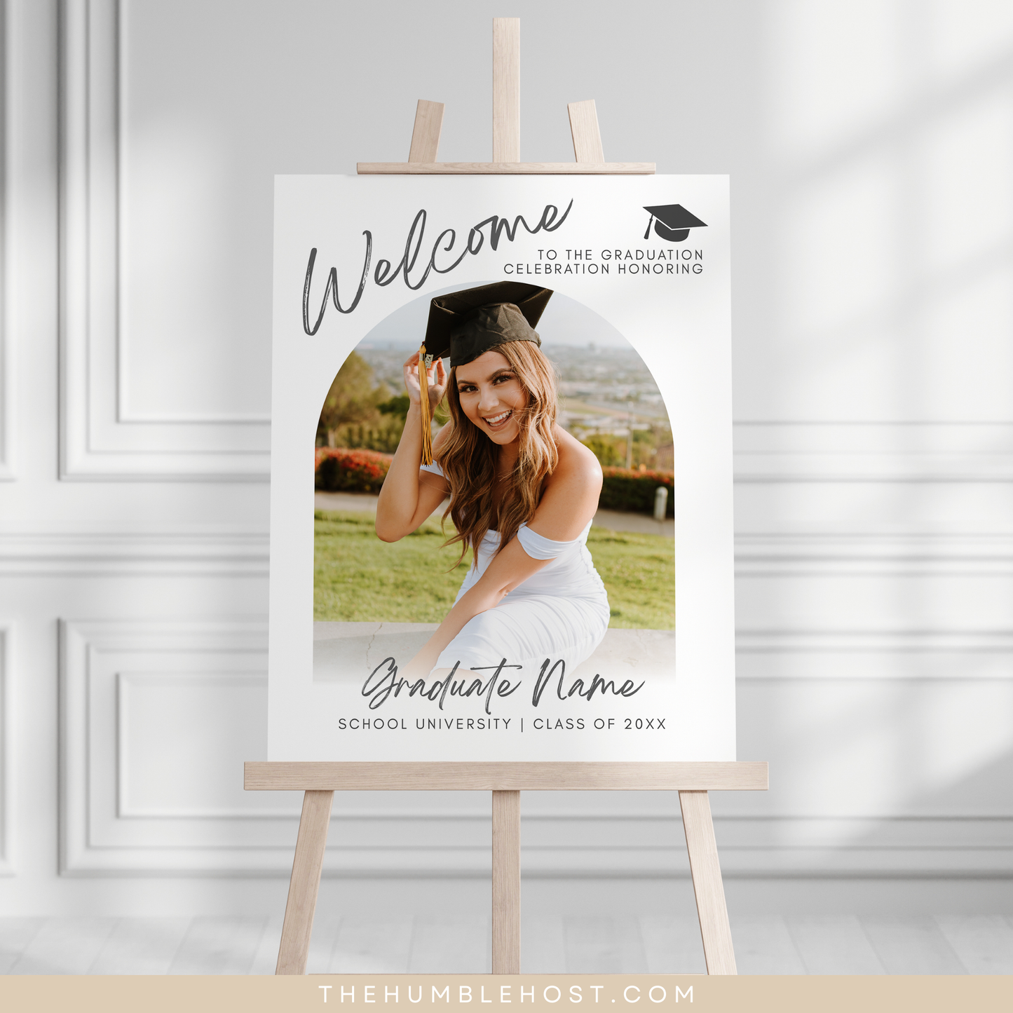 Graduation Party Welcome Sign Template, Photo Graduation Welcome Poster, Modern Minimalist Graduation Welcome, Editable Template Download, college graduation, grad party welcome, graduation poster, photo welcome sign, minimal welcome sign