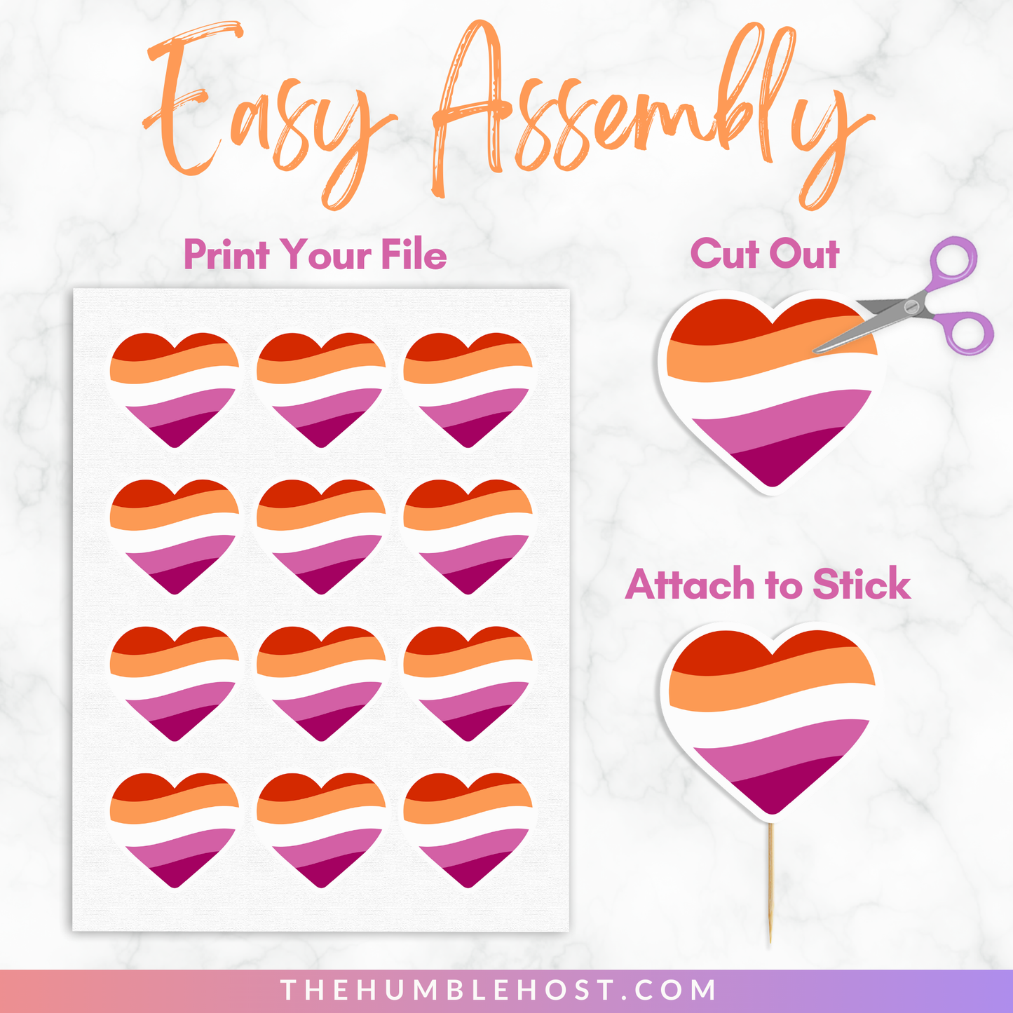 Lesbian Pride Cupcake Toppers, Cupcake Wrappers, Printable LGBTQ Pride Month Party Decor, Lesbian Pride Flag, Lesbian Day of Awareness Party, diy printable party decorations, party favor, lesbian party decor, pride flag cupcake, lesbian pride decor