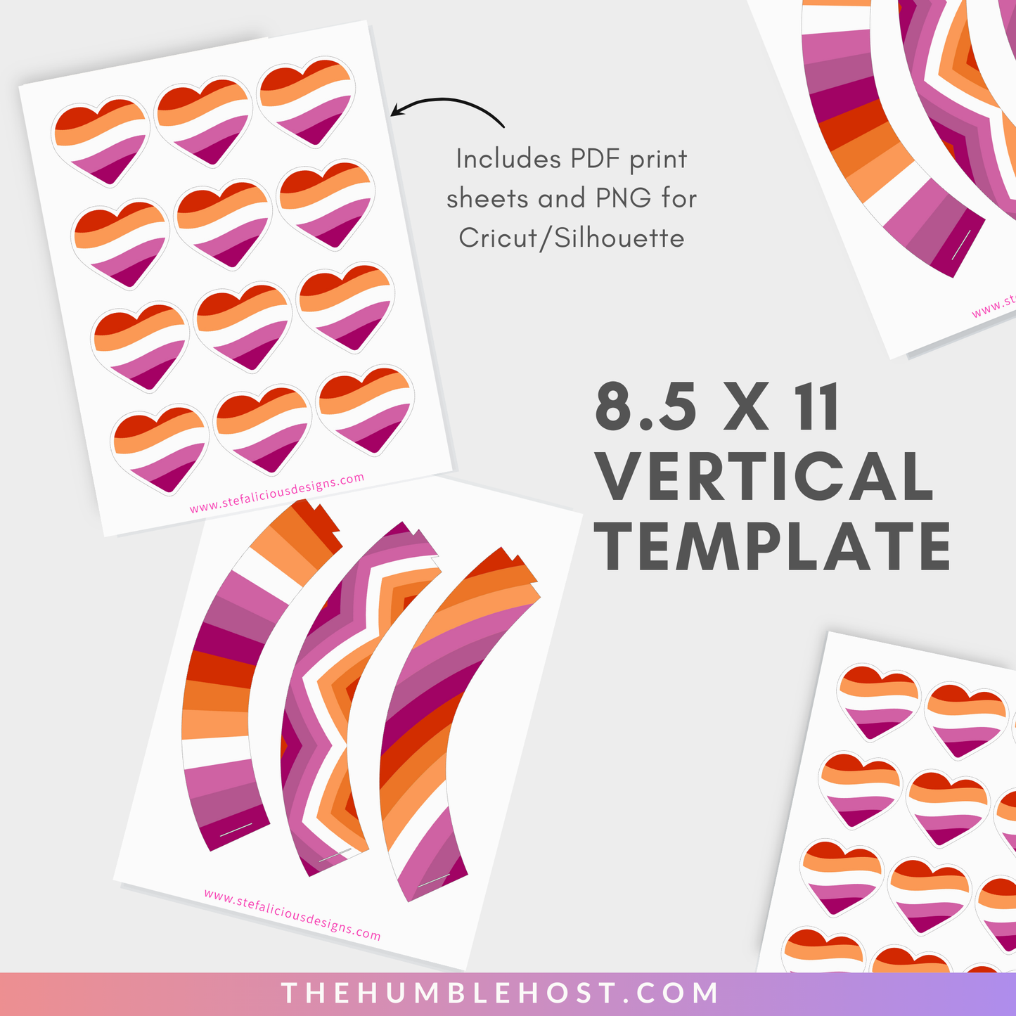 Lesbian Pride Cupcake Toppers, Cupcake Wrappers, Printable LGBTQ Pride Month Party Decor, Lesbian Pride Flag, Lesbian Day of Awareness Party, diy printable party decorations, party favor, lesbian party decor, pride flag cupcake, lesbian pride decor