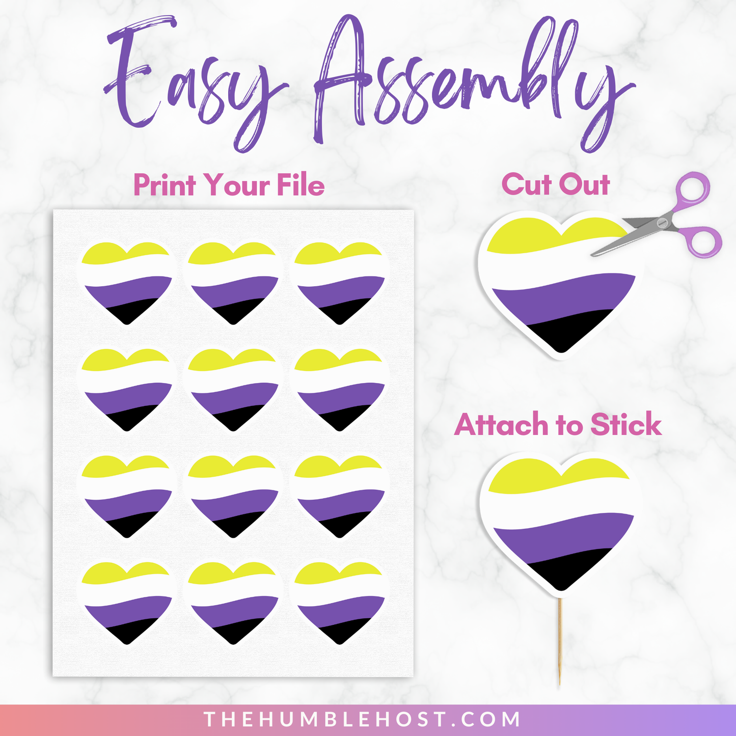 Non-Binary Cupcake Toppers, Cupcake Wrappers, Printable LGBTQ Pride Month Party Decor, Non Binary Pride Flag, DIY Party, Cricut, Silhouette, printable party decorations, party favor, food favor, non-binary pride, pride flag cupcake, non binary decor