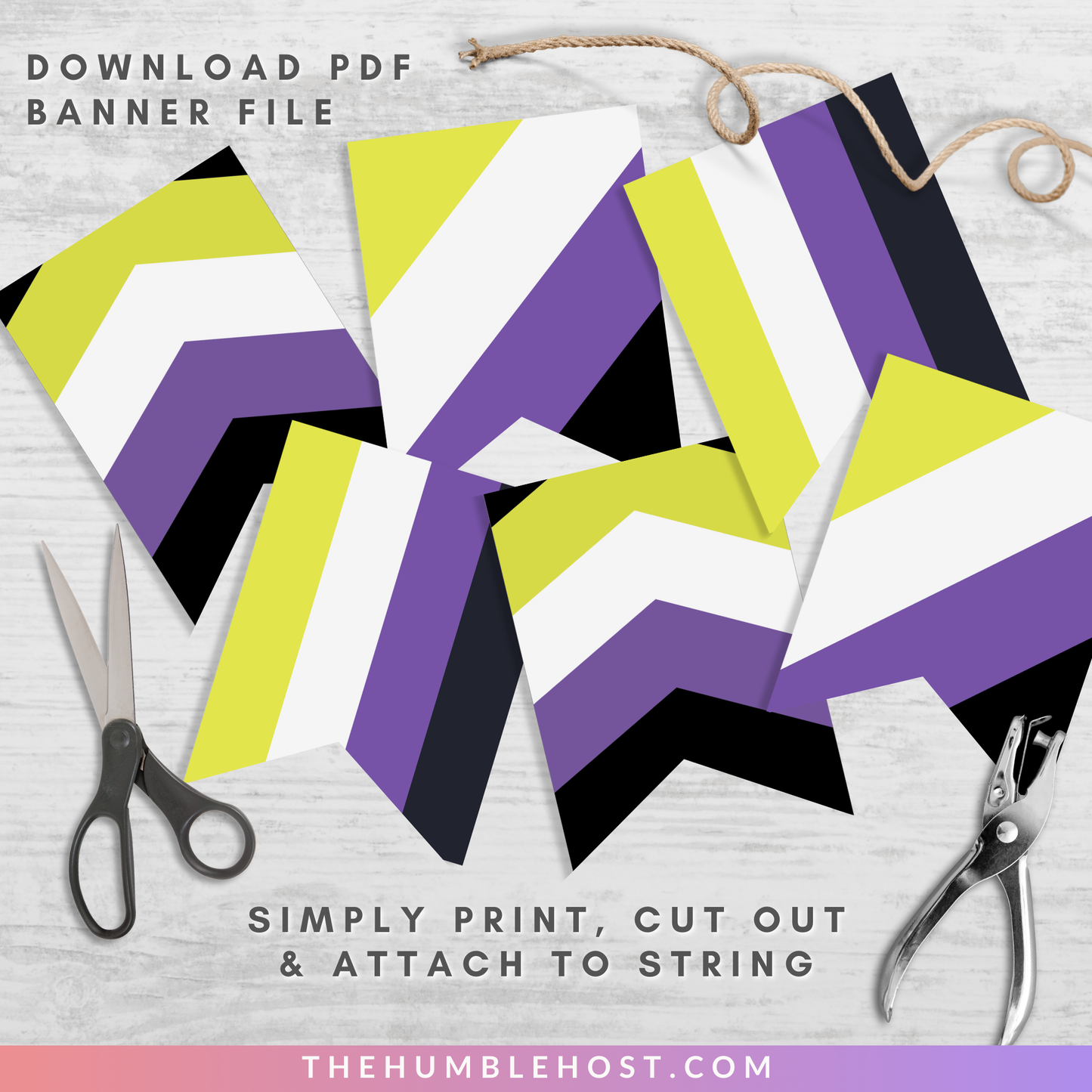 Non-Binary Pride Flag Banner Editable Template, LGBTQ Pride Month Decor, Pride Party Decor, Custom Text Non Binary Flag Bunting, Equality, diy party, inclusive pride, lgbt, non binary pride, non binary flag, non-binary pride flag, non-binary pride