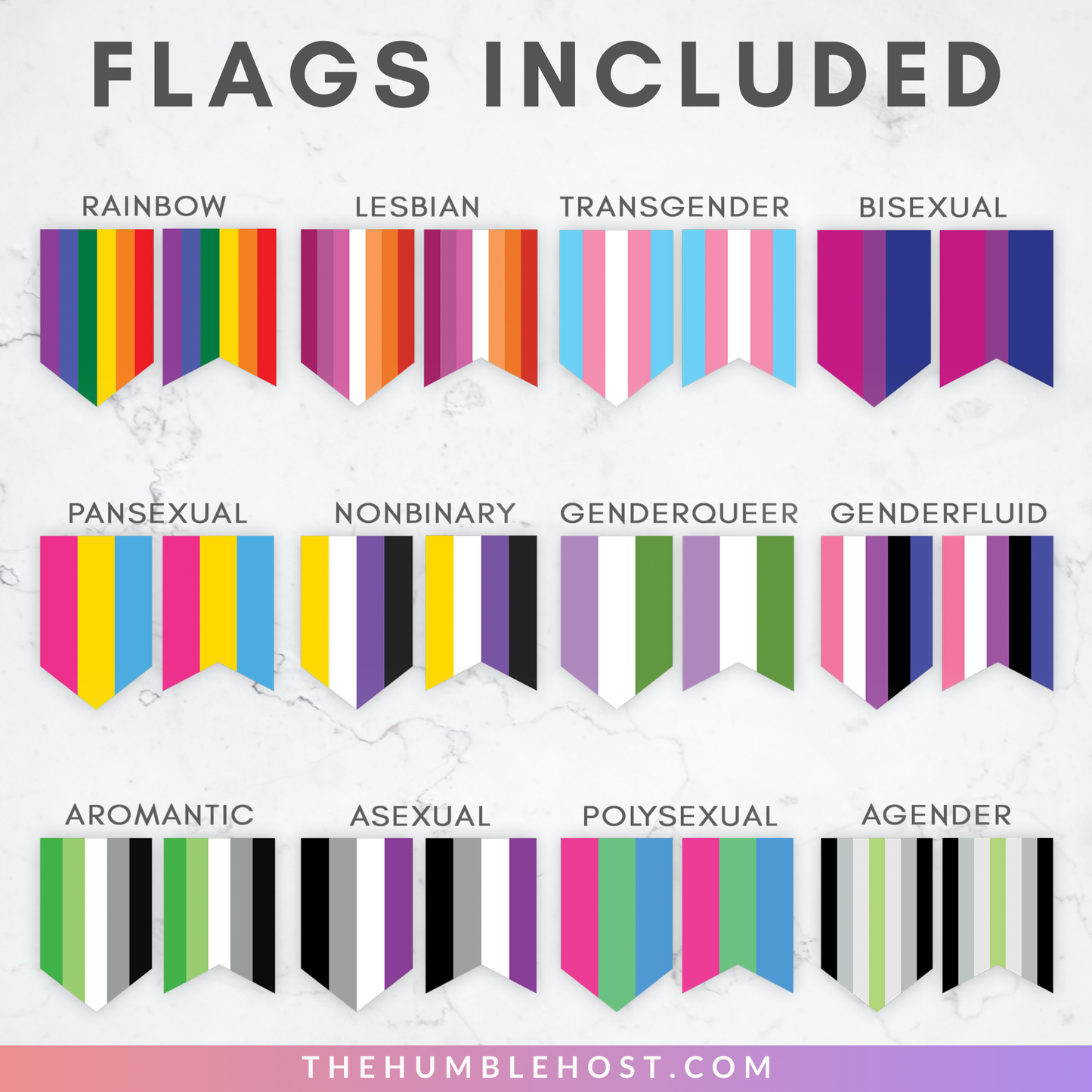 Pride Flag Banner, Printable LGBTQ+ Pride Month Decor, Pride Party Banner, Gay, Lesbian, Transgender, Bisexual, Non Binary, lgbtq pride decor, pride banner, pride parade, pride month banner, queer pride house banner, inclusive pride, gay pride flag