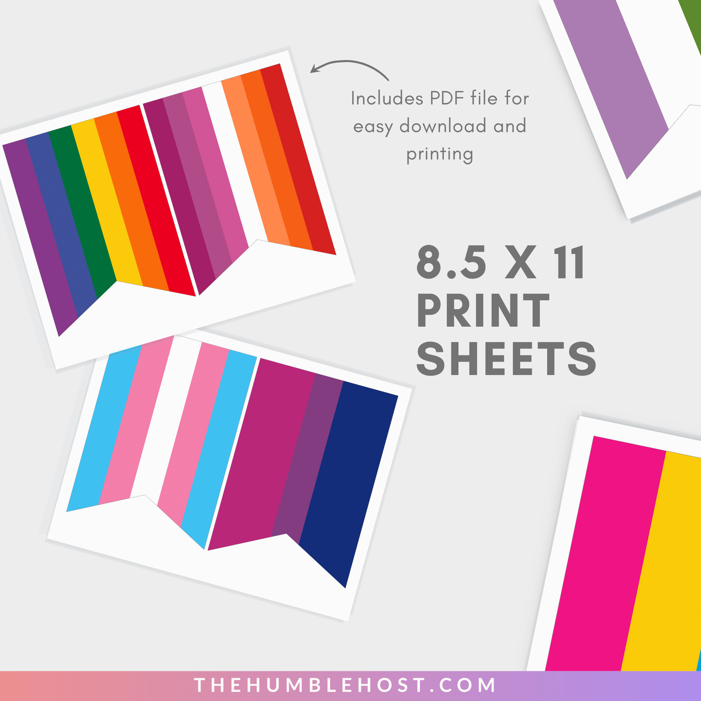 Pride Flag Banner, Printable LGBTQ+ Pride Month Decor, Pride Party Banner, Gay, Lesbian, Transgender, Bisexual, Non Binary, lgbtq pride decor, pride banner, pride parade, pride month banner, queer pride house banner, inclusive pride, gay pride flag