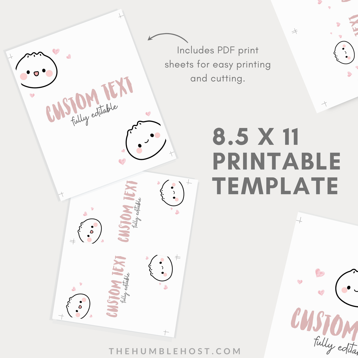 Cute Dumpling Table Signs, Dim Sum Custom Sign, Printable Bao Event Decor Editable Template, DIY Party Decor Little Dumpling Baby Shower Set, diy party decor, editable shower, kawaii, printable template, table signs, sign template, editable sign