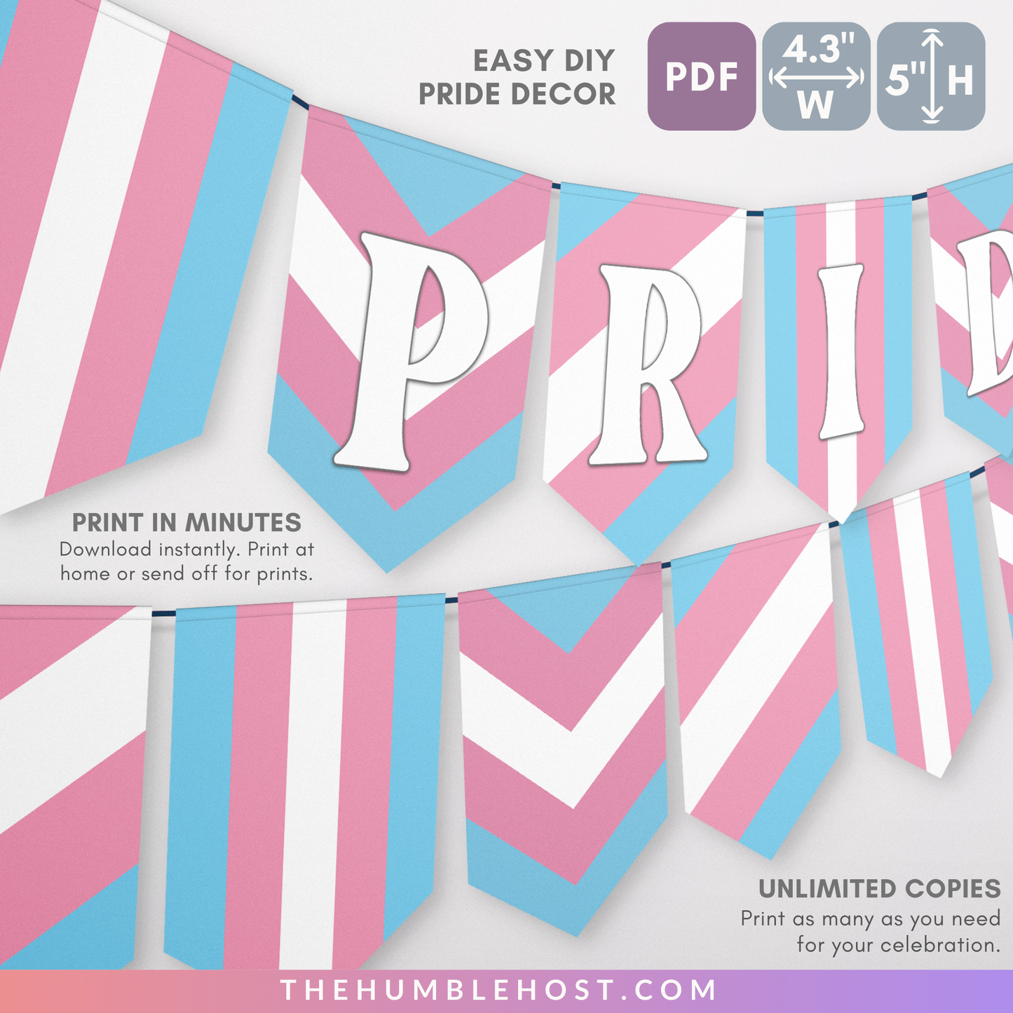 Transgender Pride Banner, Printable Custom Text Editable Template, Trans Pride Flag, LGBTQ Pride Party Decor, Transgender Pride Month Banner, diy party decor, transgender flag, trans pride banner, pride month decor, pride party decor, inclusive pride