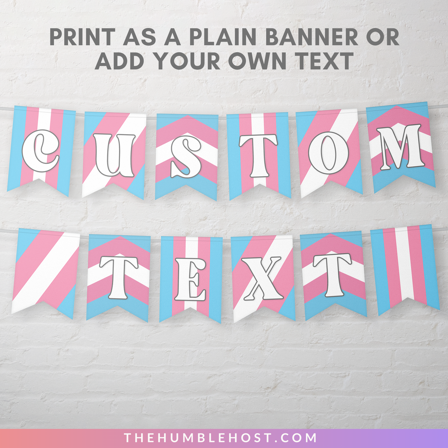 Transgender Pride Banner, Printable Custom Text Editable Template, Trans Pride Flag, LGBTQ Pride Party Decor, Transgender Pride Month Banner, diy party decor, transgender flag, trans pride banner, pride month decor, pride party decor, inclusive pride
