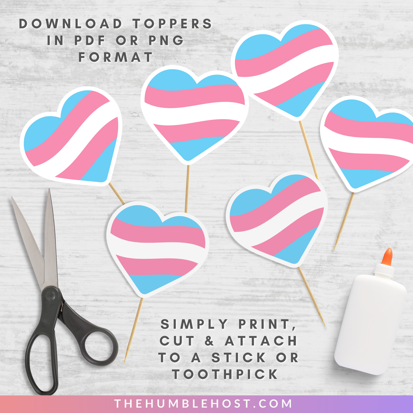 Transgender Pride Flag Cupcake Toppers, Cupcake Wrappers, Printable LGBTQ Pride Month Party Decor, Trans Flag Pride Party Supplies, Cricut, diy party decor, printable party, party favor, food favor, trans flag, pride flag cupcake, trans pride decor