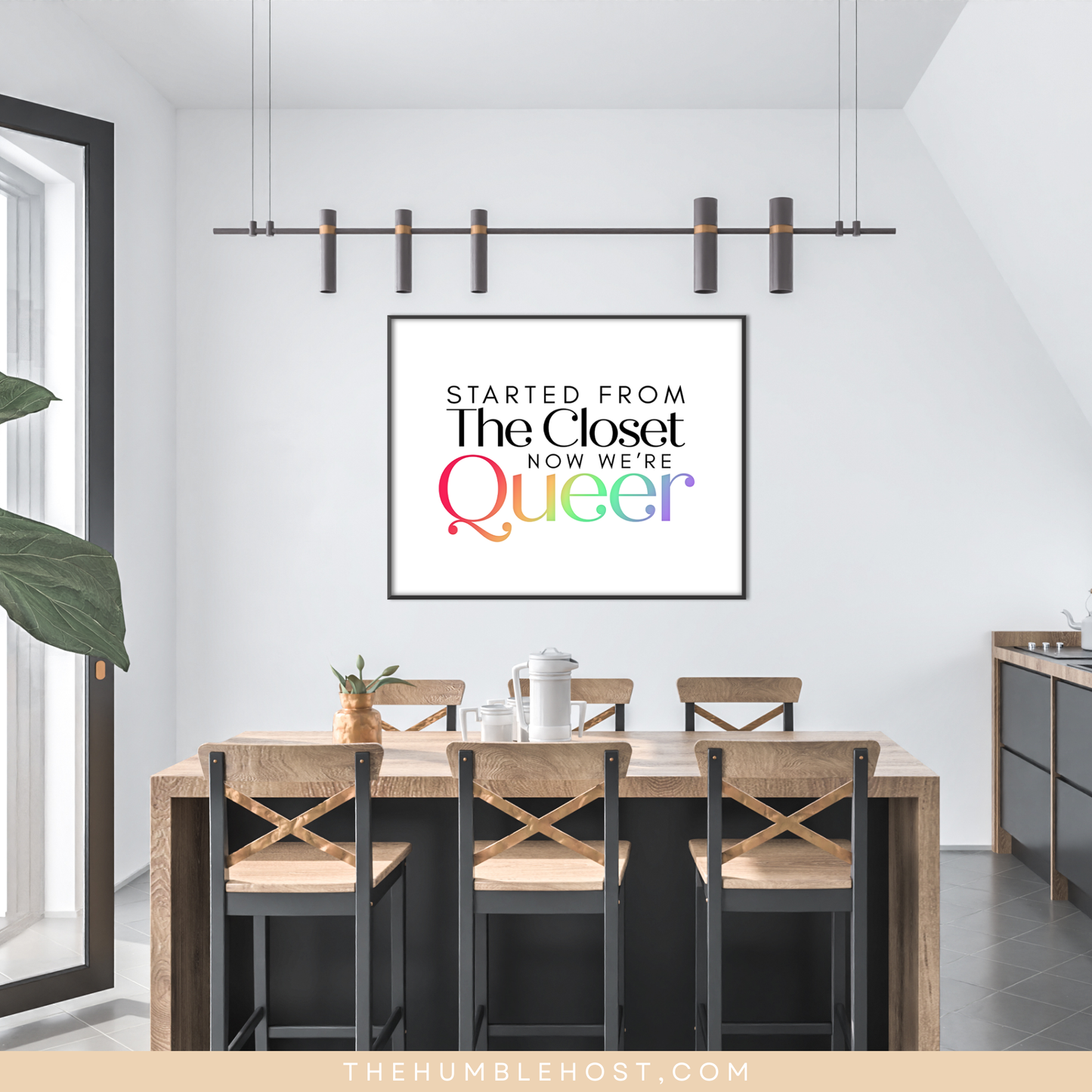 Printable Pride Pun Wall Art, Started From the Closet Now We're Queer, Pride Month Decor, LGBTQ+, Instant Download, Quote Sign, Rainbow