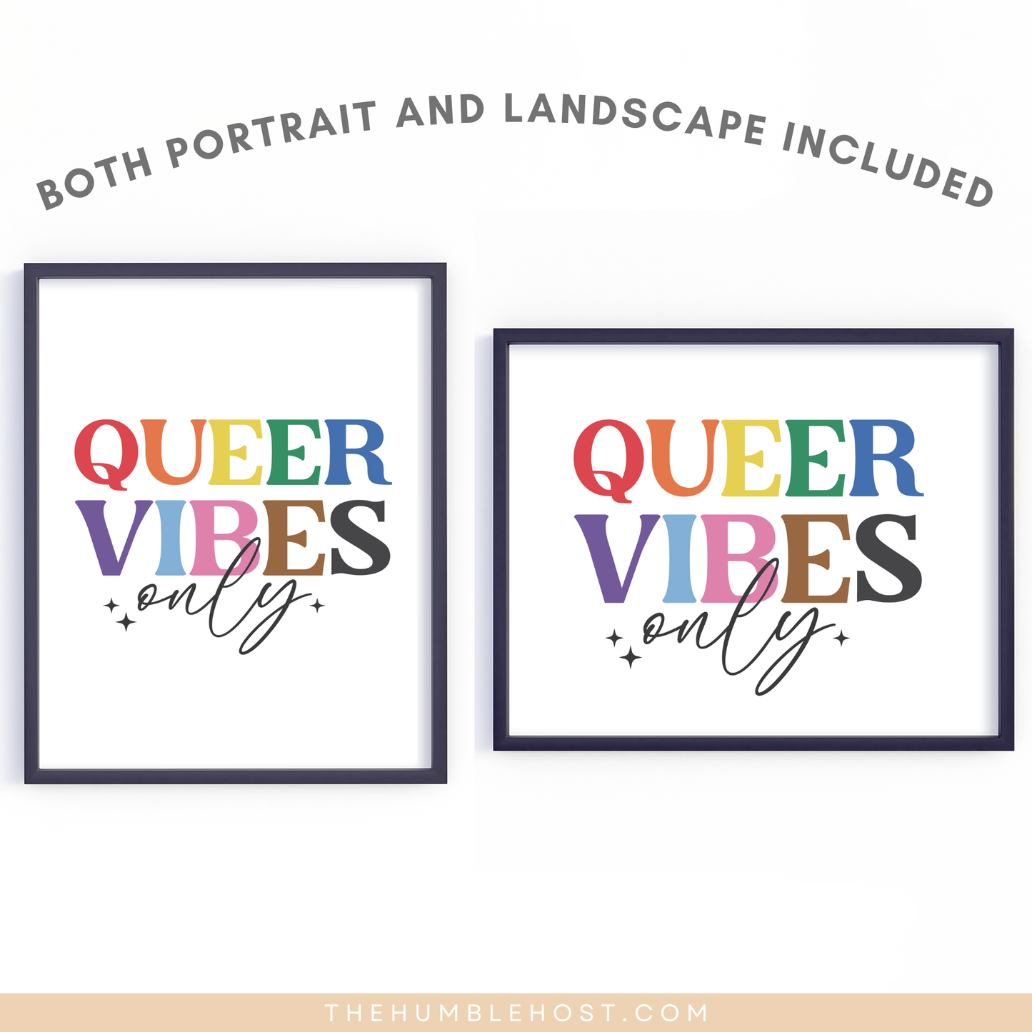 Subtle Pride Wall Art, Retro, Queer Vibes Only, Pride Month Decor, LGBTQ+, Queer, Rainbow, Printable Instant Download, Quote Sign
