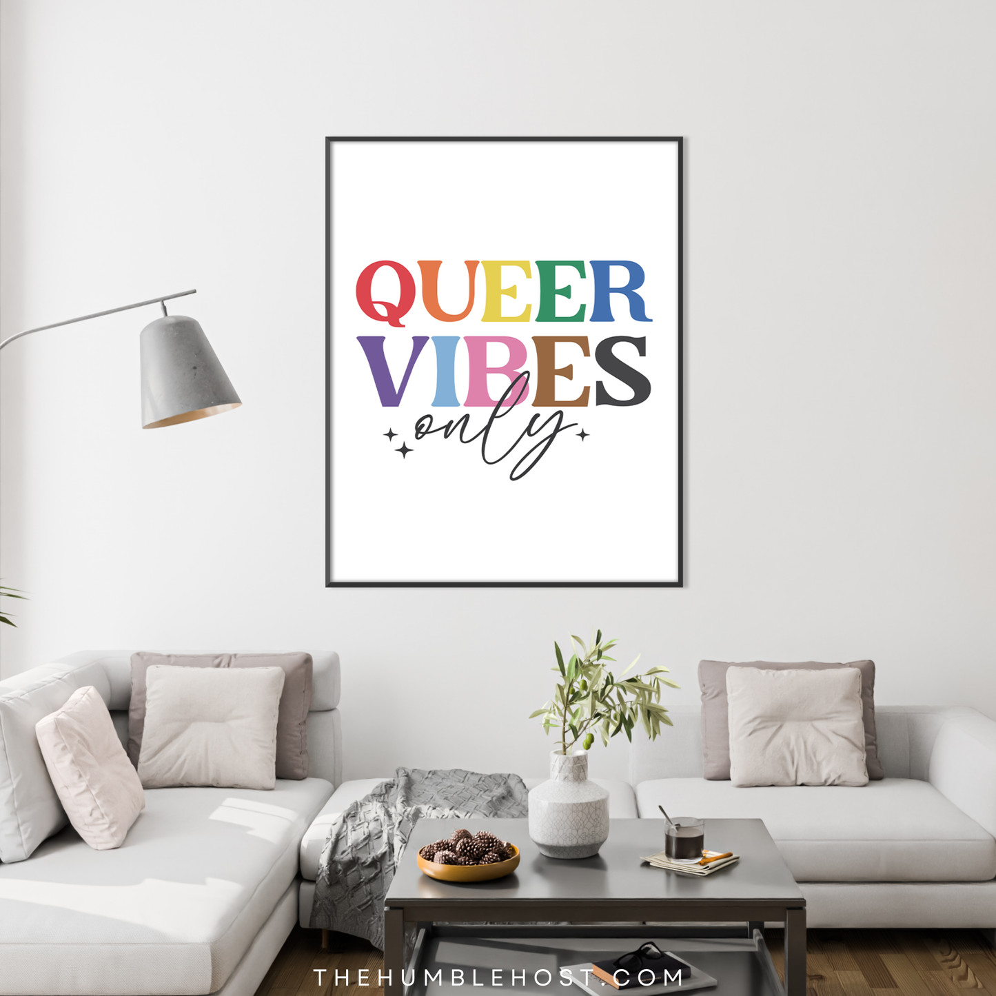 Subtle Pride Wall Art, Retro, Queer Vibes Only, Pride Month Decor, LGBTQ+, Queer, Rainbow, Printable Instant Download, Quote Sign
