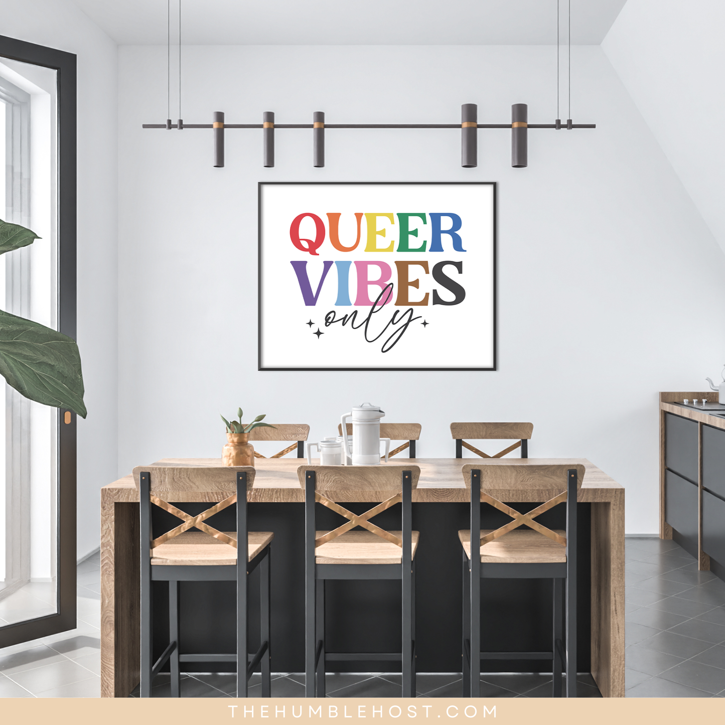 Subtle Pride Wall Art, Retro, Queer Vibes Only, Pride Month Decor, LGBTQ+, Queer, Rainbow, Printable Instant Download, Quote Sign