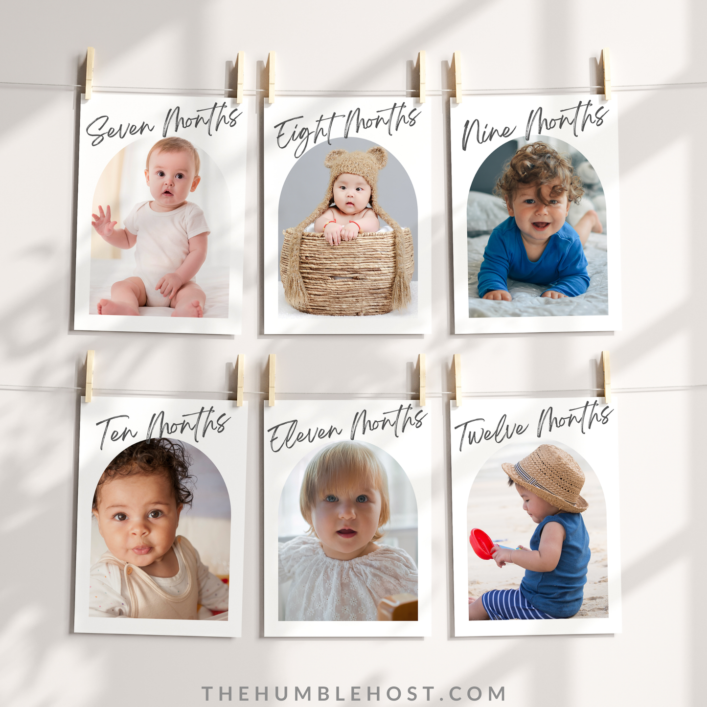 First Birthday Photo Banner Template, Editable Babys 1st Year Monthly Milestone Cards, Printable Modern Photo Garland, 12 month photos, 1st birthday decor, baby photo display, first year photos, gender neutral, milestone banner, minimalist banner