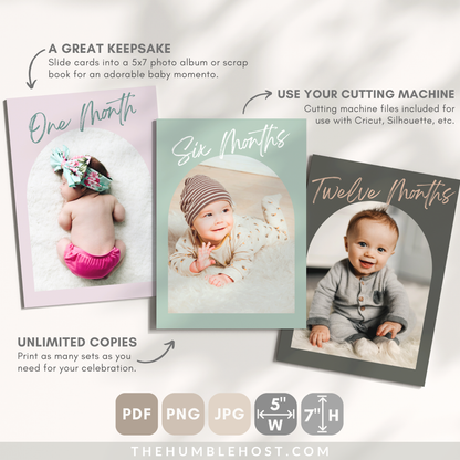 First Birthday Photo Banner Template, Editable Babys 1st Year Monthly Milestone Cards, Printable Modern Photo Garland, 12 month photos, 1st birthday decor, baby photo display, first year photos, gender neutral, milestone banner, minimalist banner