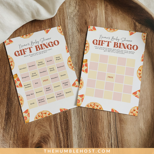 Slice Slice Baby Shower Game, Baby Bingo Game, Pizza Baby Shower Printable Game Template, Gender Neutral Baby Game Editable Template, baby bingo blank, baby bingo card, baby bingo prefilled, printable template, baby shower bingo, baby shower games