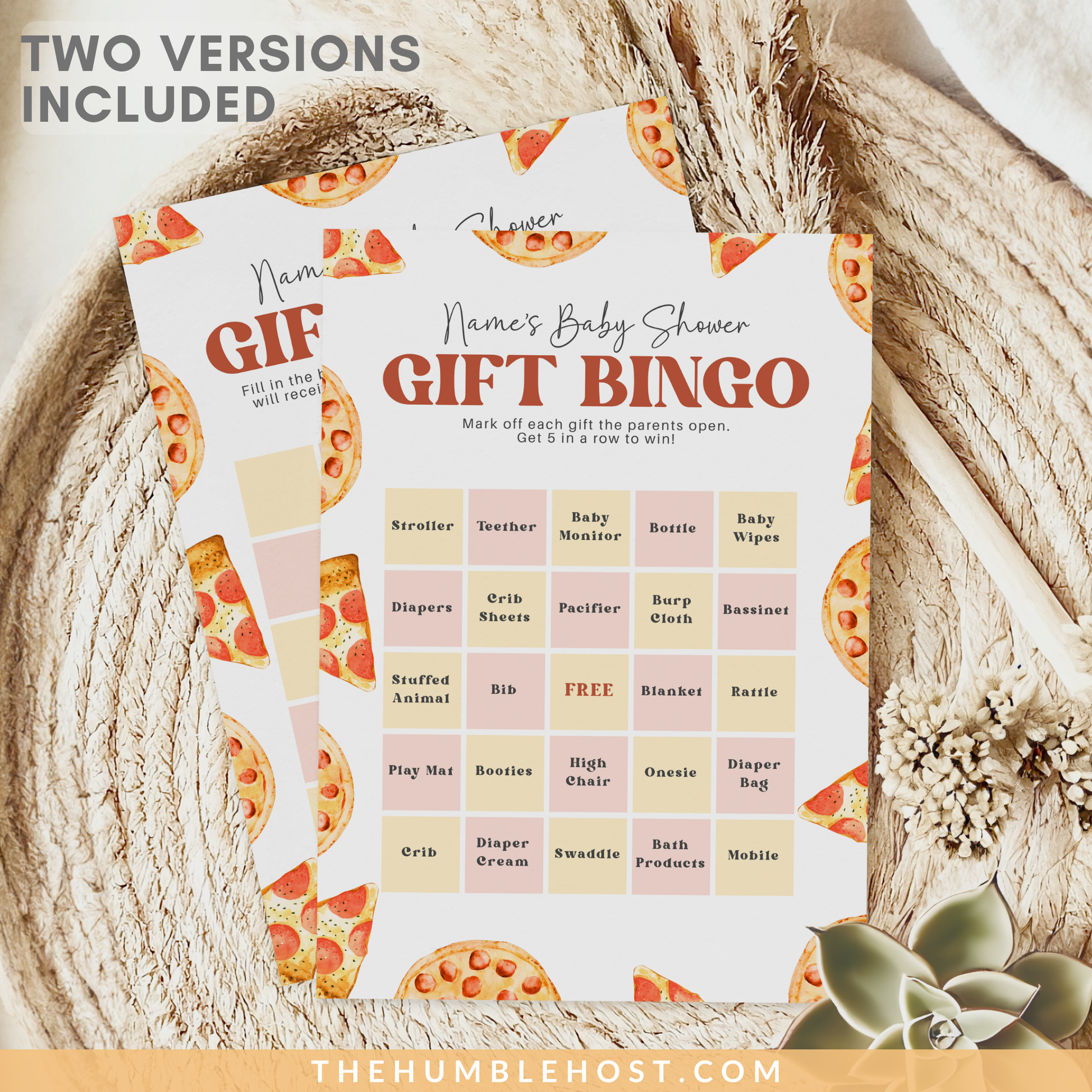 Slice Slice Baby Shower Game, Baby Bingo Game, Pizza Baby Shower Printable Game Template, Gender Neutral Baby Game Editable Template, baby bingo blank, baby bingo card, baby bingo prefilled, printable template, baby shower bingo, baby shower games