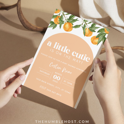 Little Cutie Baby Shower Invitation Set, Editable A Little Cutie Is On The Way, Cutie Book Request Diaper Raffle, Gender Neutral Baby Shower, baby shower bundle, citrus baby shower, little cutie baby, gender neutral, diaper raffle, books for baby