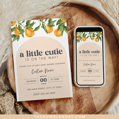 Little Cutie Baby Shower Invitation Set, Editable A Little Cutie Is On The Way, Cutie Book Request Diaper Raffle, Gender Neutral Baby Shower, baby shower bundle, citrus baby shower, little cutie baby, gender neutral, diaper raffle, books for baby