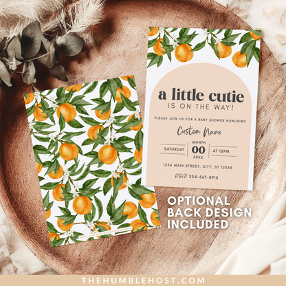 Little Cutie Baby Shower Invitation Set, Editable A Little Cutie Is On The Way, Cutie Book Request Diaper Raffle, Gender Neutral Baby Shower, baby shower bundle, citrus baby shower, little cutie baby, gender neutral, diaper raffle, books for baby