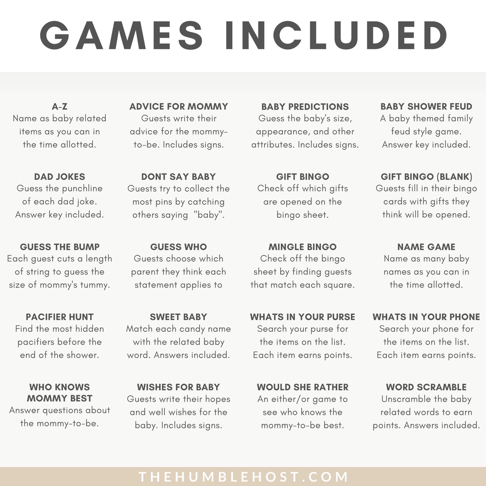 Baby Shower Game Set, Minimalist Shower Games, Gender Neutral Printable Baby game Bundle, Bingo, trivia, baby shower bundle, baby shower signs, editable template, minimal baby shower, modern baby shower, printable baby games, shower game bundle