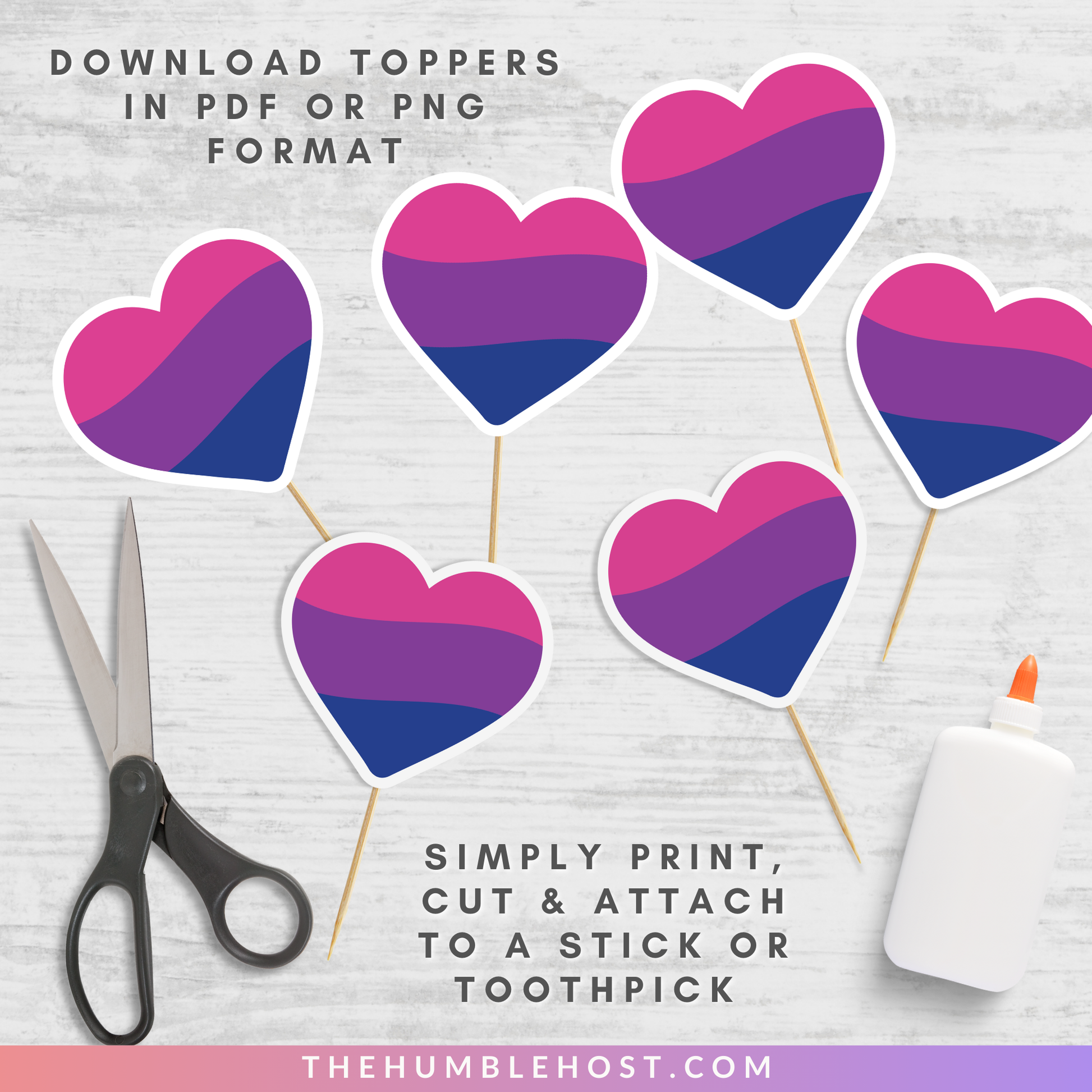 Bisexual Pride Cupcake Toppers, Cupcake Wrappers, Printable LGBTQ Pride Month Party Supplies, Bisexual Flag Pride Party Decor, DIY Bi Pride, printable decorations, party favor, food favor, bisexual party decor, pride flag cupcake, bisexual party flag