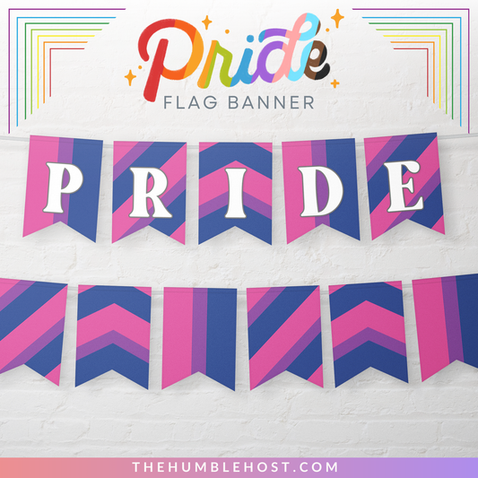 Bisexual Pride Flag Printable Banner for LGBTQ Pride Month, Pride Party Decor Editable Template, Custom Text Bi Pride Flag Bunting, Equality, pride flag banner, diy party, bisexual flag, pride month decor, pride parade decor, inclusive pride banner