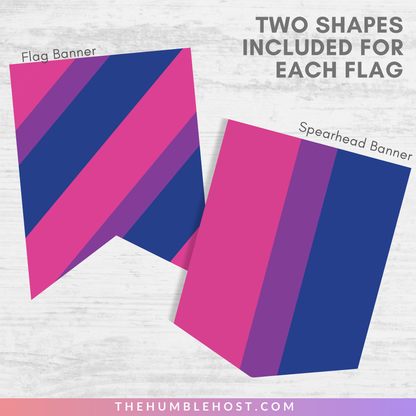 Bisexual Pride Flag Printable Banner for LGBTQ Pride Month, Pride Party Decor Editable Template, Custom Text Bi Pride Flag Bunting, Equality, pride flag banner, diy party, bisexual flag, pride month decor, pride parade decor, inclusive pride banner