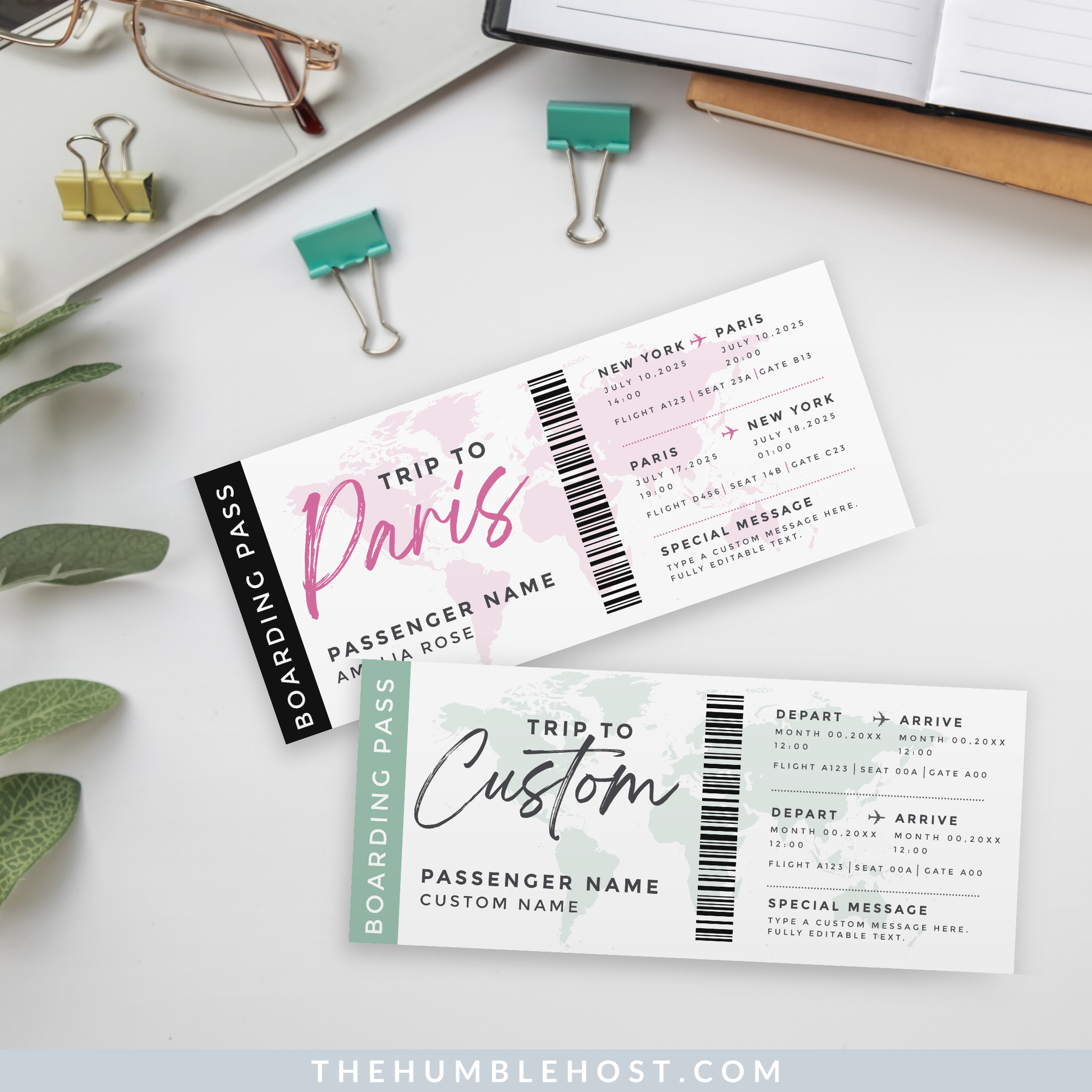 Editable Boarding Pass Template, Printable Boarding Pass, Customizable Plane Tickets Surprise Trip, Airplane Ticket Gift, travel gift ideas, editable template, surprise ticket, travel gift card, airline ticket, custom boarding pass, travel itinerary