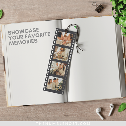 Personalized Bookmark, Custom Bookmark, Photo Bookmark, Personalized Gift, Book Lover Gift, Camera Film Strip, Vintage Photography Gift, personalized gifts, unique gifts, printable bookmark, cricut template, custom photo gift, bookmark template