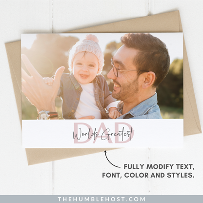 Card for Dad, Printable Custom Photo Greeting Card Template, Personalized Fathers Day Birthday Card, Gift For Dad, Instant Download, card for stepdad, custom dad card, keepsake card, father birthday card, for dad from kids, happy fathers day for him