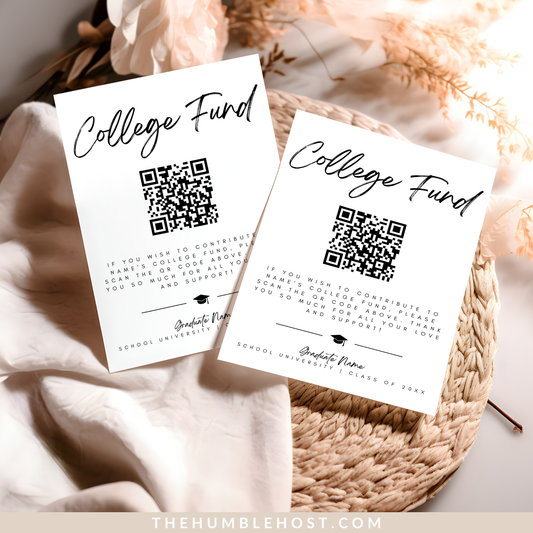 QR Code College Fund Graduation Insert, Printable Graduation College Fund Insert Editable Template, graduation enclosure, graduation gift, graduation qr code, graduation registry, graduation template, high school grad, invitation insert card