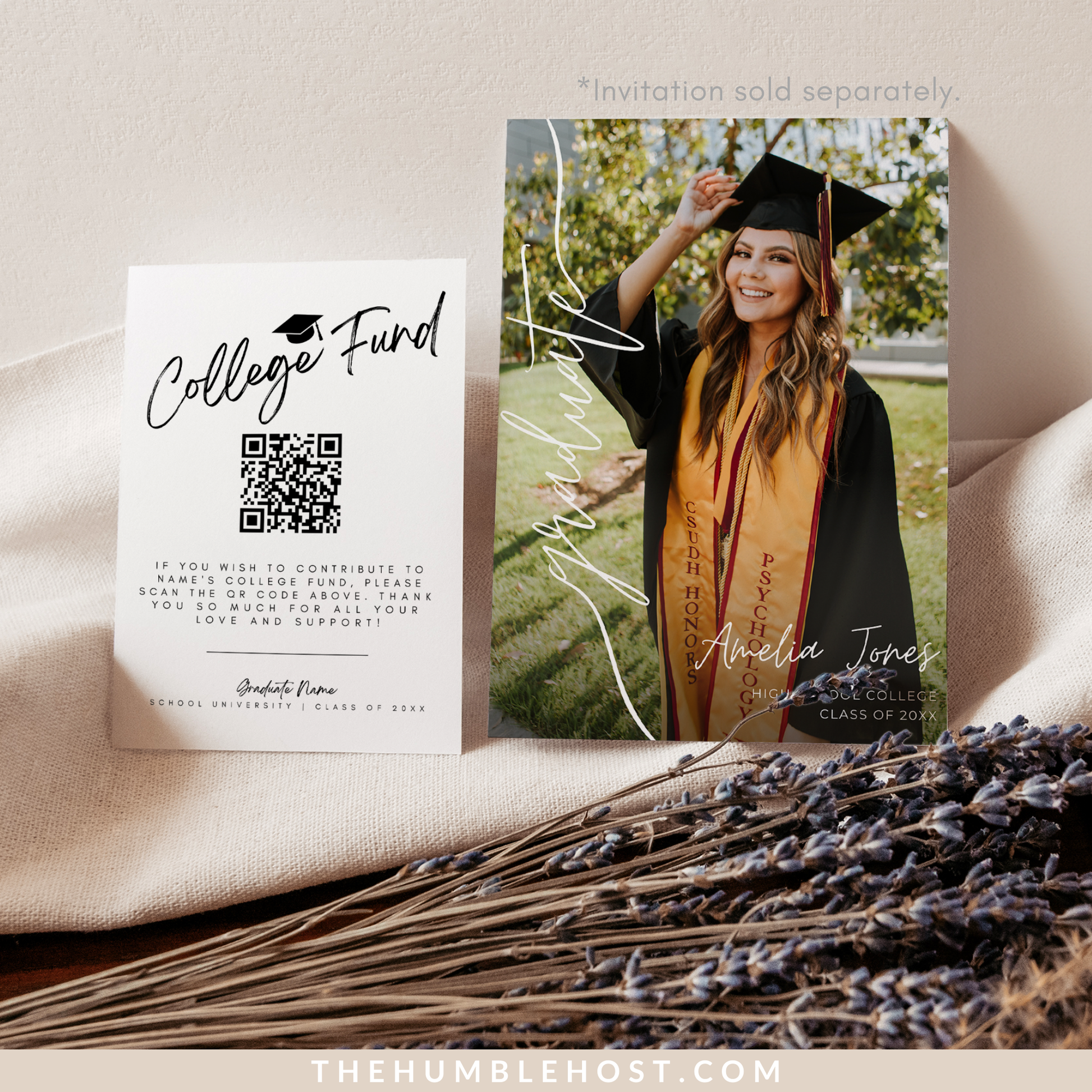 QR Code College Fund Graduation Insert, Printable Graduation College Fund Insert Editable Template, graduation enclosure, graduation gift, graduation qr code, graduation registry, graduation template, high school grad, invitation insert card