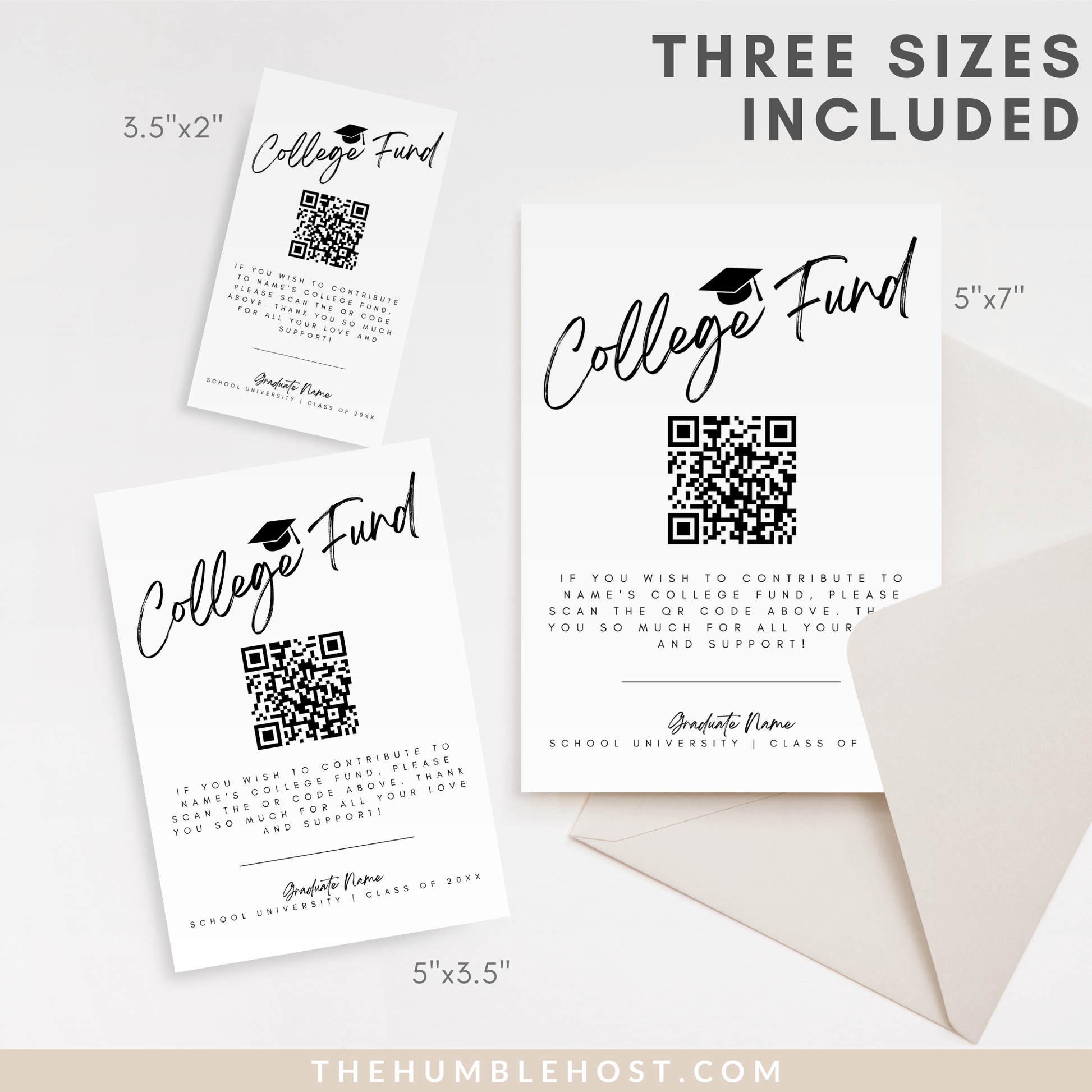 QR Code College Fund Graduation Insert, Printable Graduation College Fund Insert Editable Template, graduation enclosure, graduation gift, graduation qr code, graduation registry, graduation template, high school grad, invitation insert card