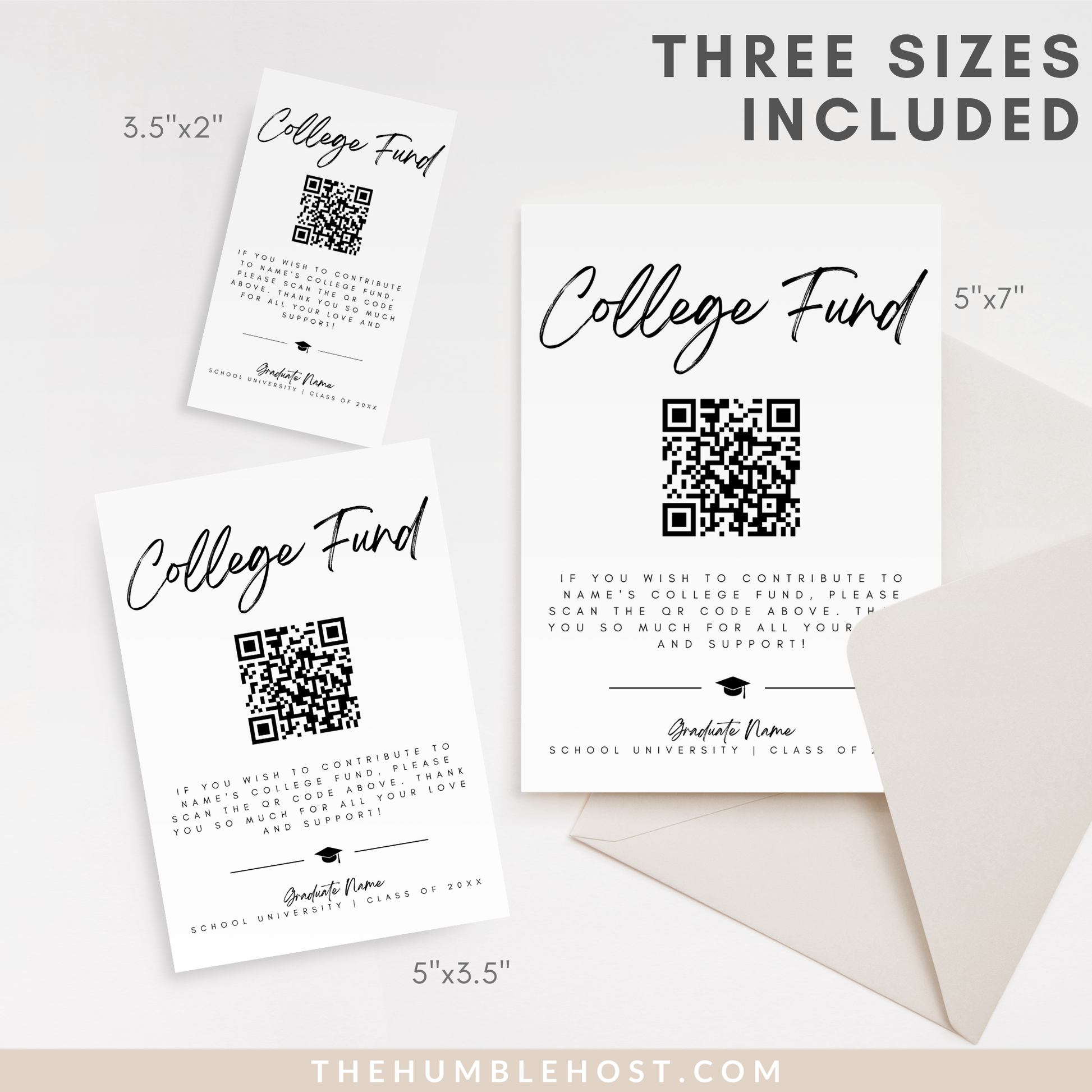 QR Code College Fund Graduation Insert, Printable Graduation College Fund Insert Editable Template, graduation enclosure, graduation gift, graduation qr code, graduation registry, graduation template, high school grad, invitation insert card