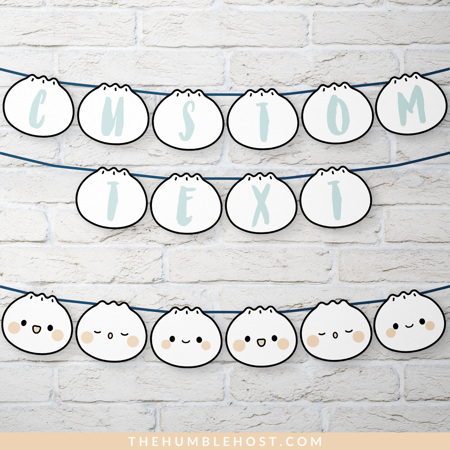 Cute Dumpling Banner, Bao Dim Sum Party Editable Template, Little Dumpling Baby Shower Garland, Custom Printable, Kawaii Decor Birthday, custom colors, custom party decor, cricut silhouette, printable party, custom banner, banner template printable