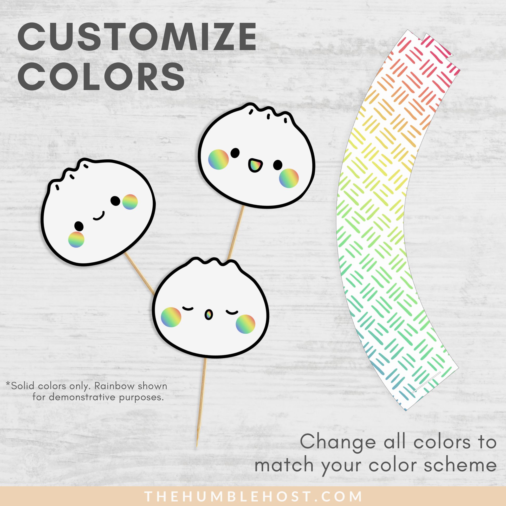 Cute Dumpling Cupcake Toppers Cupcake Wrappers, Bao Dim Sum Party Cupcake Set, Little Dumpling Baby Shower, Printable Custom Colors, Cricut template, custom editable cakes, custom cupcake, custom cake topper, custom colors, kawaii, custom party decor