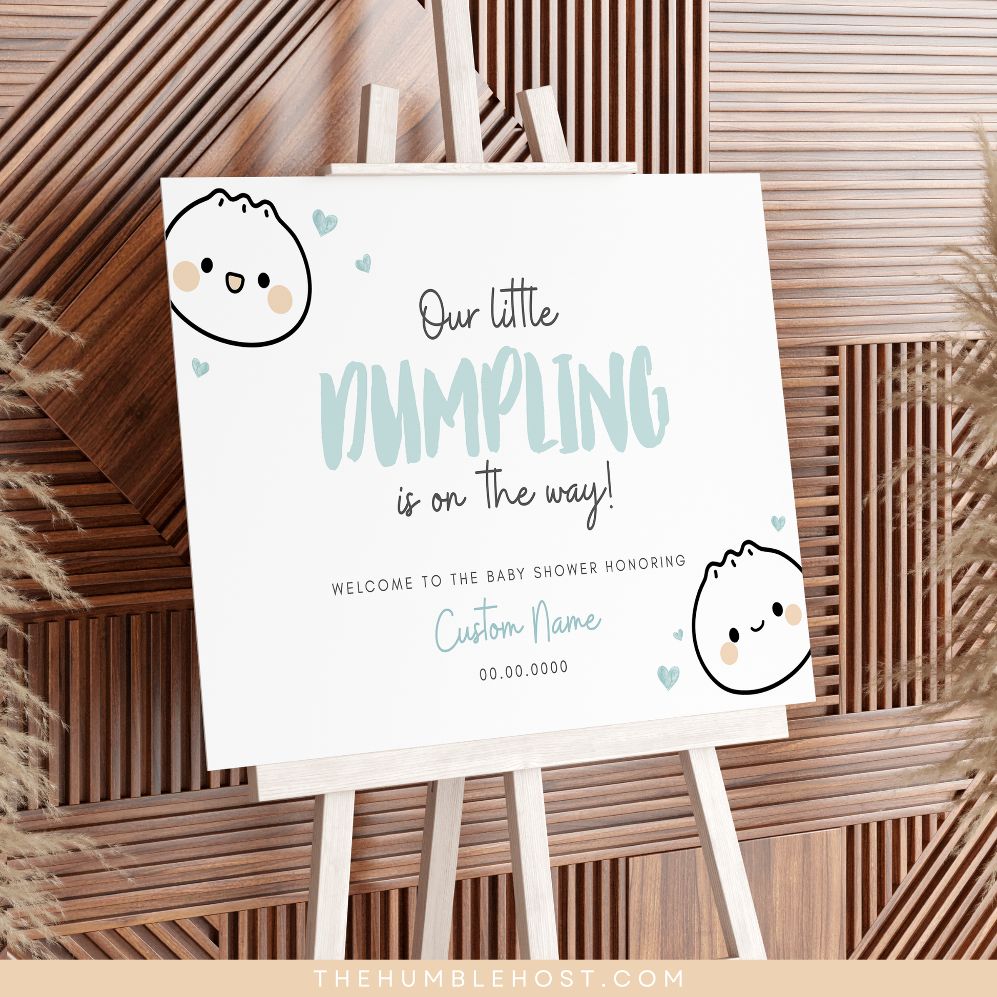 Cute Dumpling Welcome Sign, Little Dumpling Baby Shower Event Sign, Dim Sum Custom Sign, Printable Bao DIY Event Decor Editable Template, diy party decor, printable sign, welcome poster, shower, custom event sign, baby shower decor, kawaii, baby boy