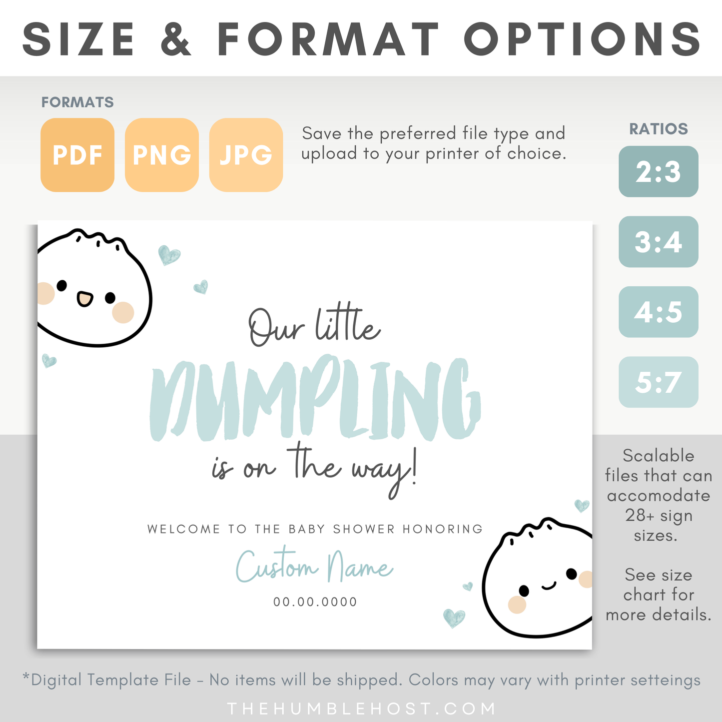 Cute Dumpling Welcome Sign, Little Dumpling Baby Shower Event Sign, Dim Sum Custom Sign, Printable Bao DIY Event Decor Editable Template, diy party decor, printable sign, welcome poster, shower, custom event sign, baby shower decor, kawaii, baby boy