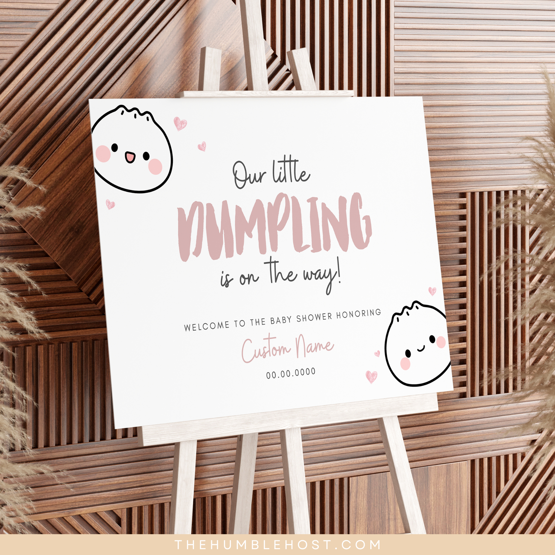 Cute Dumpling Welcome Sign, Little Dumpling Baby Shower Event Sign, Dim Sum Custom Sign, Printable Bao DIY Event Decor Editable Template, diy party decor, printable sign, welcome poster, shower, custom event sign, baby shower decor, kawaii, baby girl