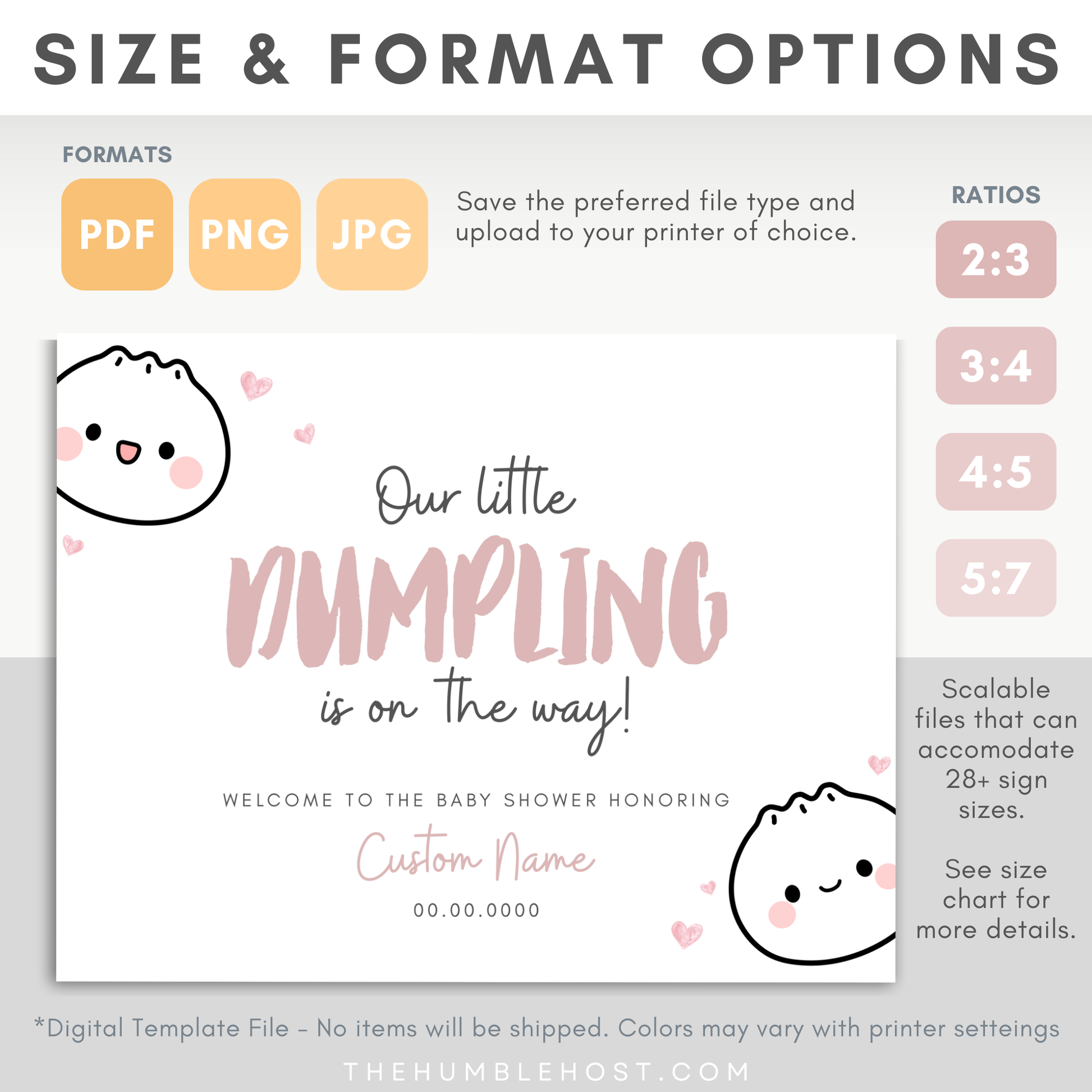 Cute Dumpling Welcome Sign, Little Dumpling Baby Shower Event Sign, Dim Sum Custom Sign, Printable Bao DIY Event Decor Editable Template, diy party decor, printable sign, welcome poster, shower, custom event sign, baby shower decor, kawaii, baby girl