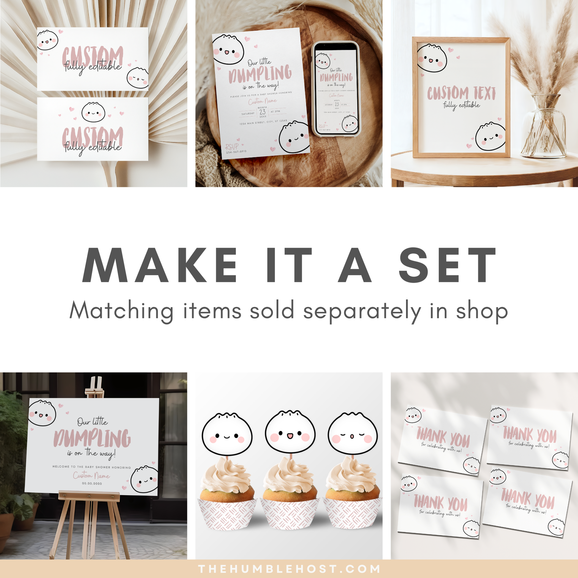 Cute Dumpling Welcome Sign, Little Dumpling Baby Shower Event Sign, Dim Sum Custom Sign, Printable Bao DIY Event Decor Editable Template, diy party decor, printable sign, welcome poster, shower, custom event sign, baby shower decor, kawaii, baby girl