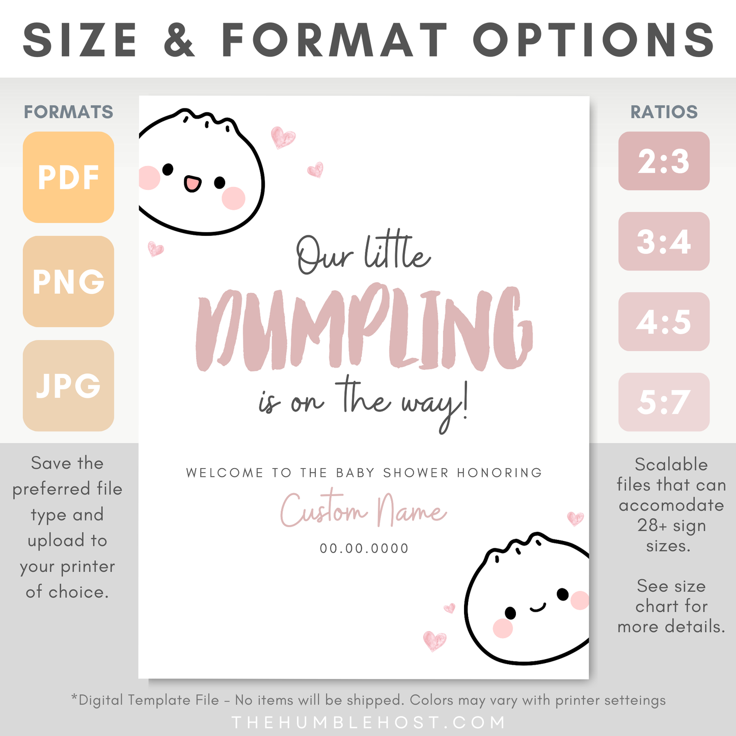 Cute Dumpling Welcome Sign, Little Dumpling Baby Shower Event Sign, Dim Sum Custom Sign, Printable Bao DIY Event Decor Editable Template, diy party decor, printable sign, welcome poster, shower, custom event sign, baby shower decor, kawaii, baby girl