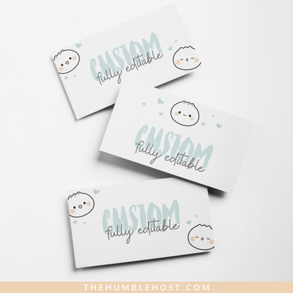 Cute Dumpling Table Cards, Dim Sum Place Cards, Bao Name Cards, Printable Buffet Cards, Editable Template, Little Dumpling Baby Shower Set, escort cards, food cards, diy party decor, bao dumpling shower, cute dumpling, little dumpling, dim sum kawaii