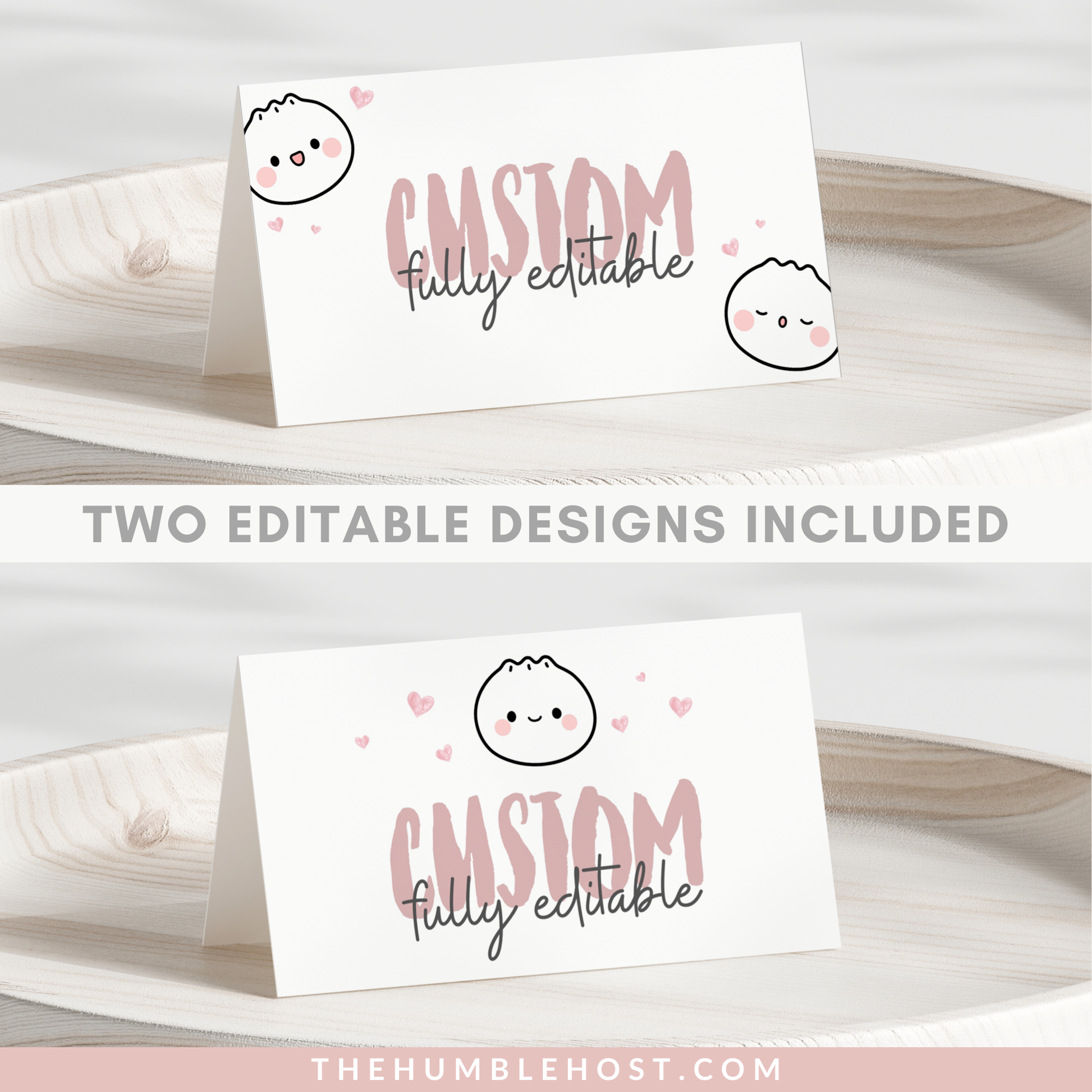 Cute Dumpling Table Cards, Dim Sum Place Cards, Bao Name Cards, Printable Buffet Cards, Editable Template, Little Dumpling Baby Shower Set, escort cards, food cards, diy party decor, bao dumpling shower, cute dumpling, little dumpling, dim sum kawaii