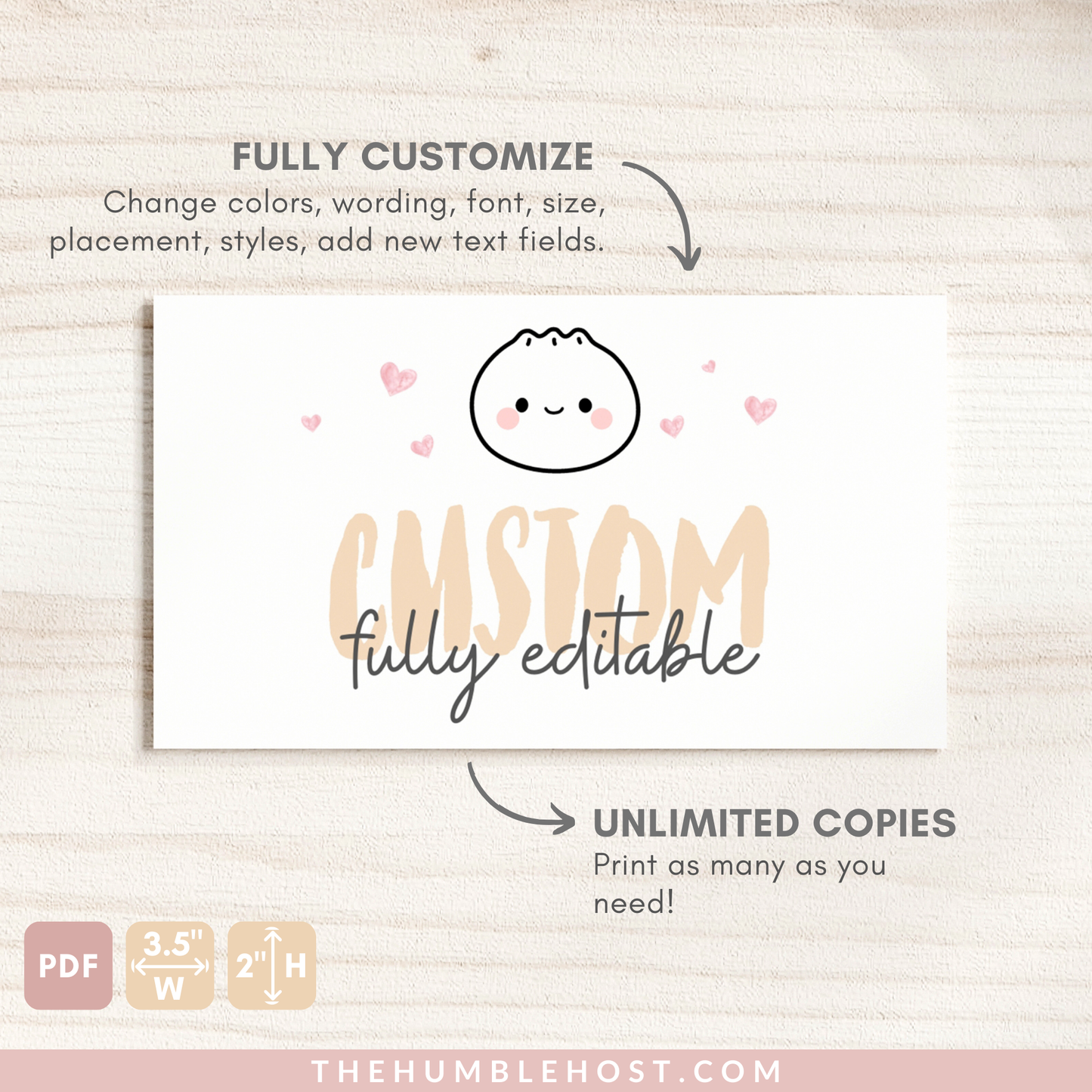 Cute Dumpling Table Cards, Dim Sum Place Cards, Bao Name Cards, Printable Buffet Cards, Editable Template, Little Dumpling Baby Shower Set, escort cards, food cards, diy party decor, bao dumpling shower, cute dumpling, little dumpling, dim sum kawaii